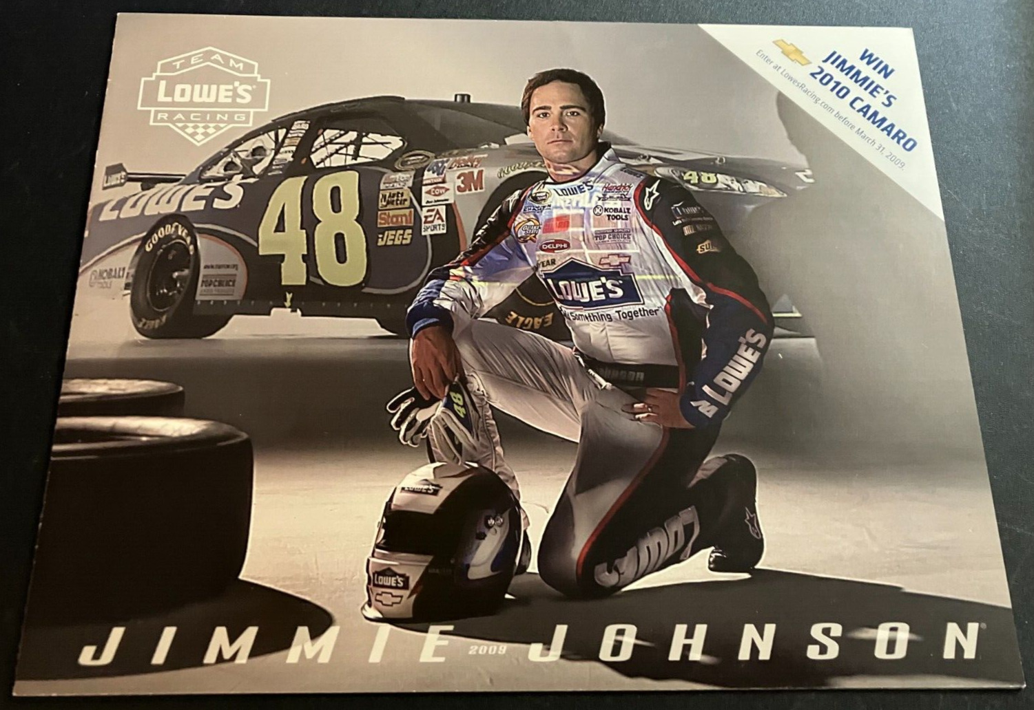 2009 Jimmie Johnson #48 Hendrick Lowe\'s Chevy Impala SS - 2-Page NASCAR Brochure