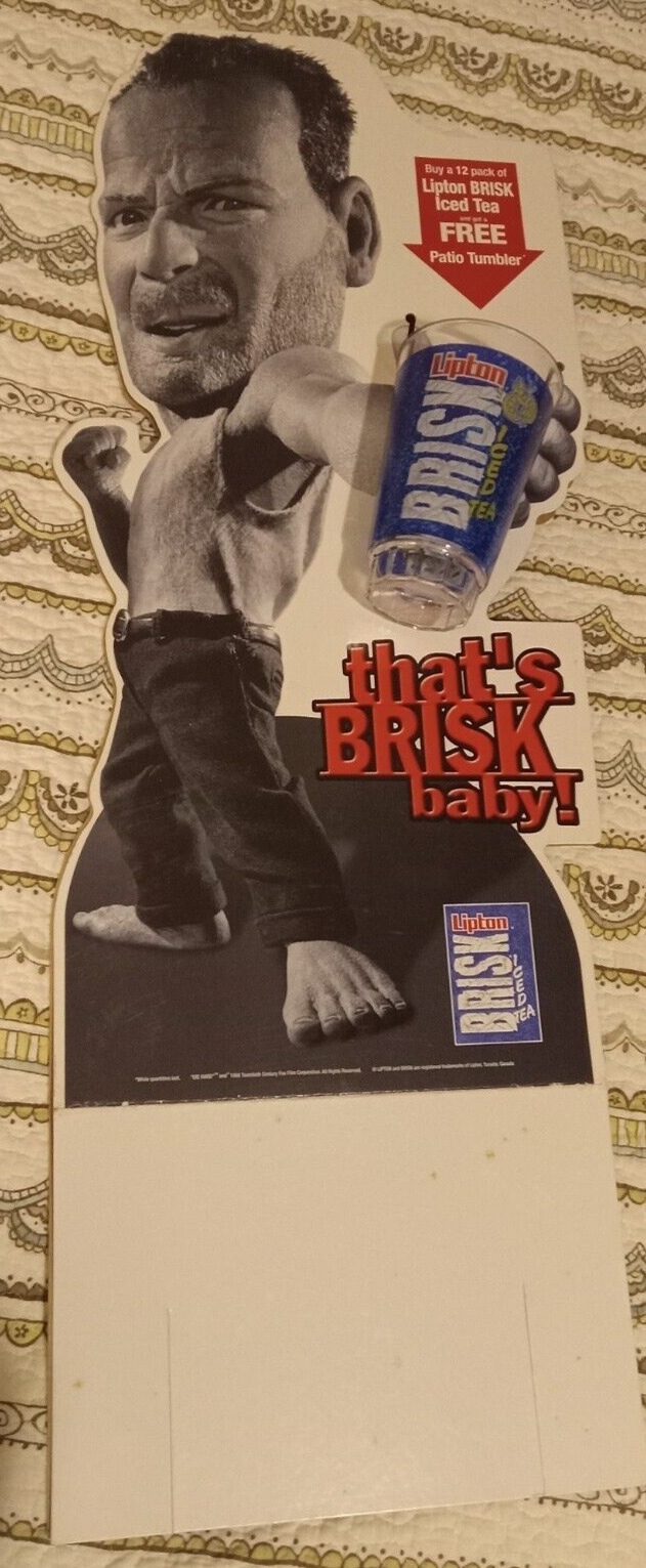 Lipton Brisk Iced Tea Bruce Willis Die Hard 1988 Standup/Cup/Empty Brisk Carton