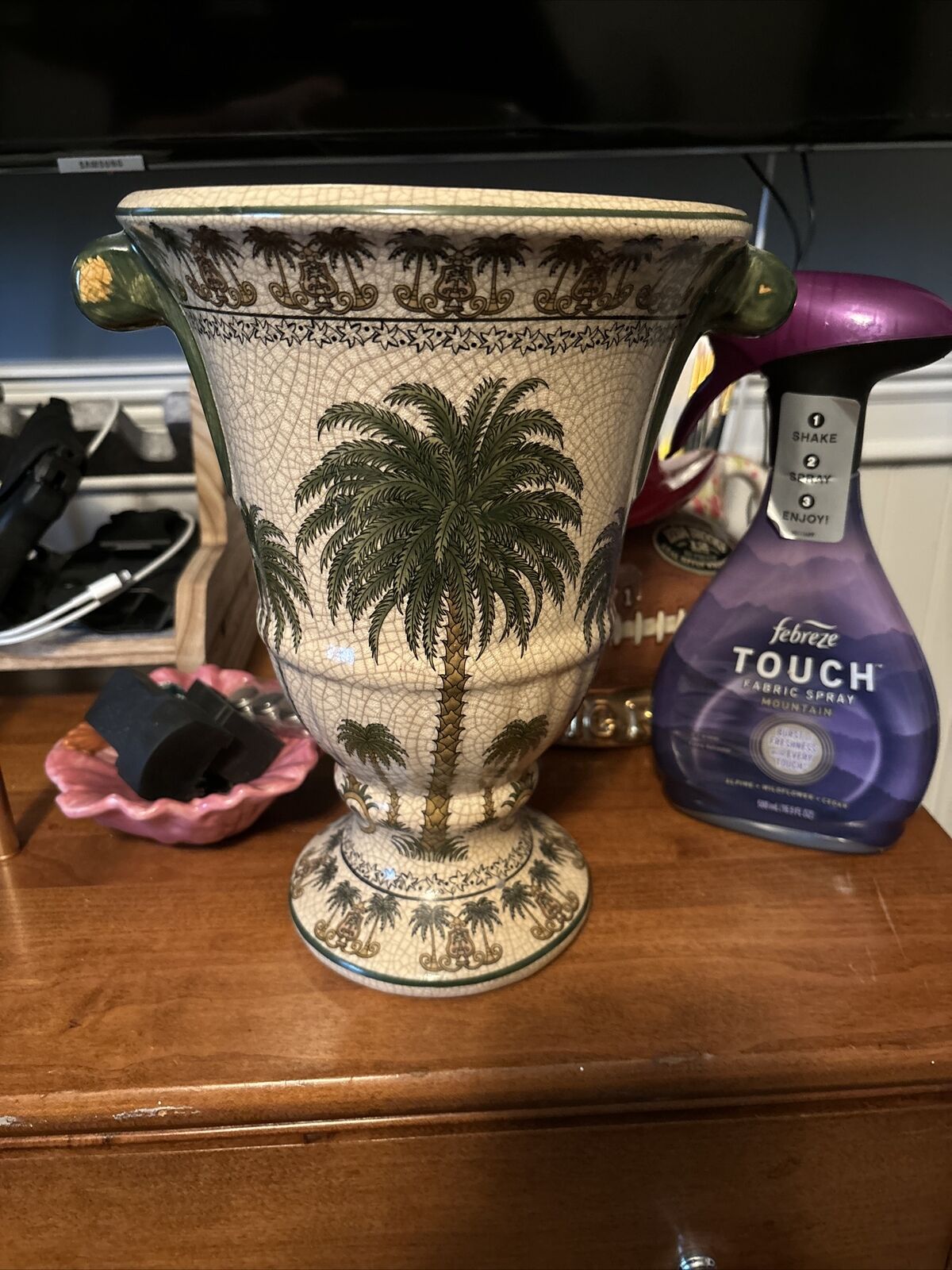Vintage Palm Beach Chic Ceramic Palm Tree Vase