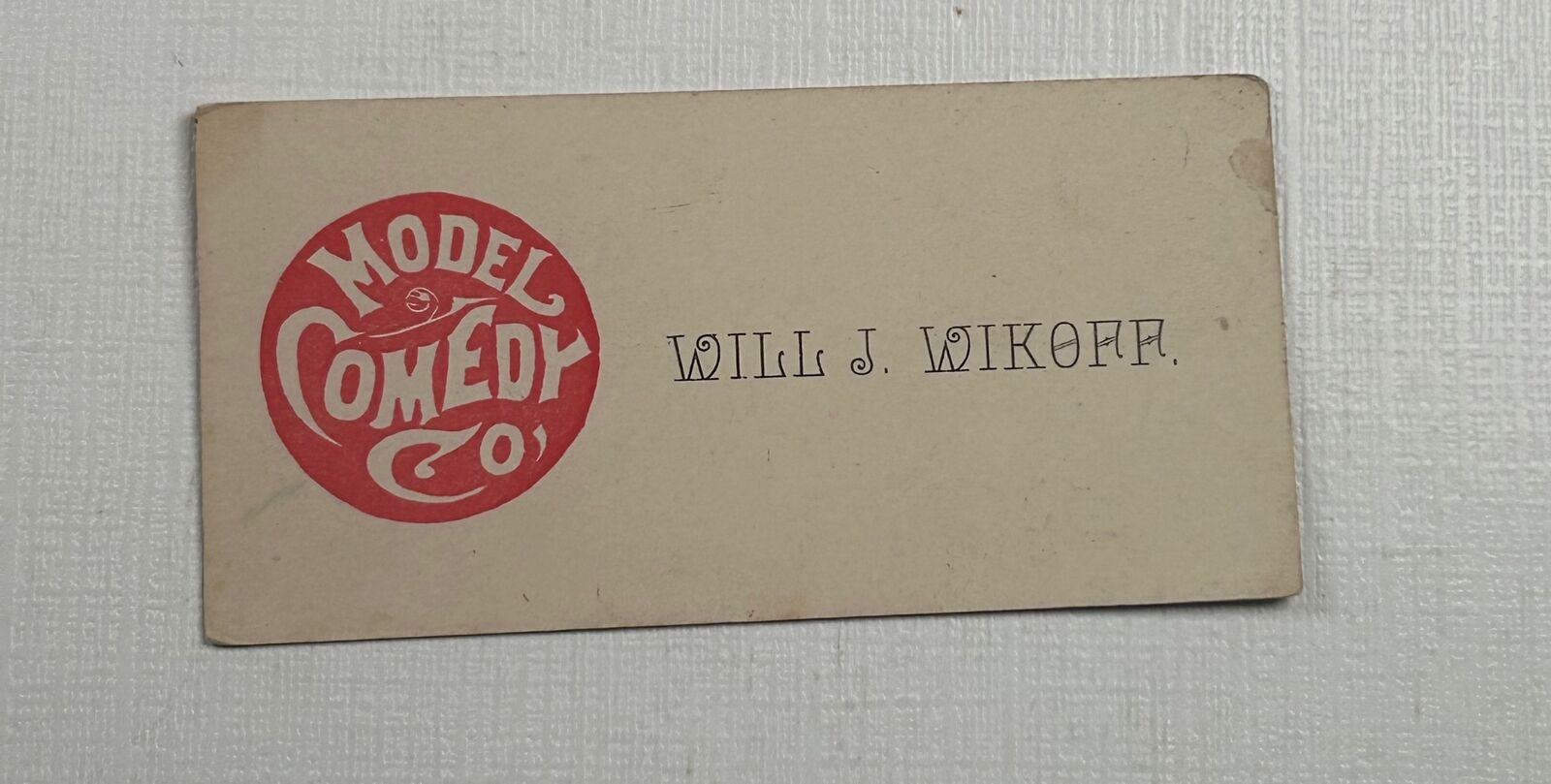 Vintage Business Card Will J Wikoff Model Comedy Co 