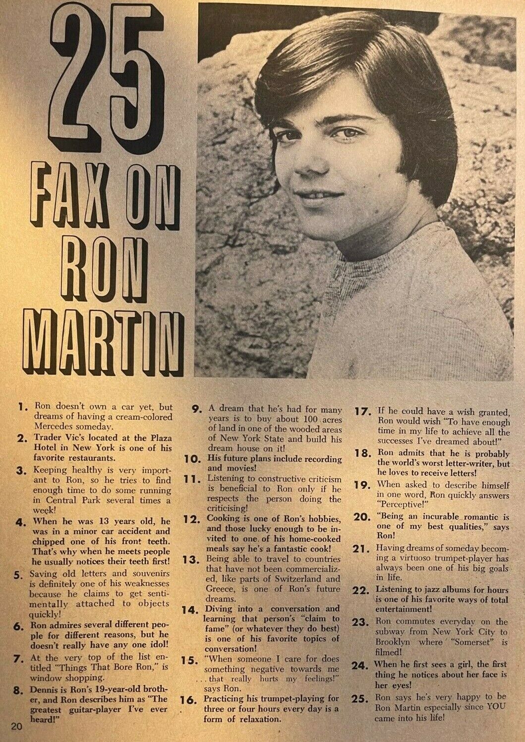 1971 Interview With Actor Ron Martin
