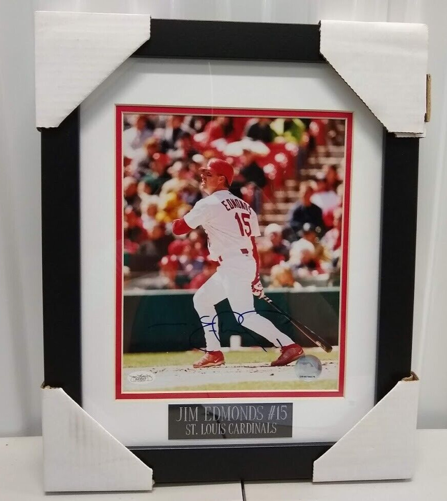 Jim Edmonds St. Louis Cardinals Autographed 8x10 Photo Framed & Matted JSA
