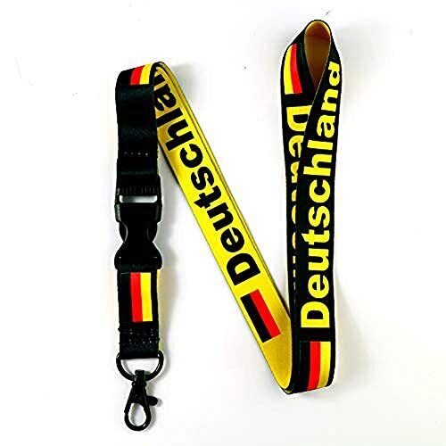Deutschland Germany Flag Lanyard Keychain with Detachable Buckle and Metal Cl...