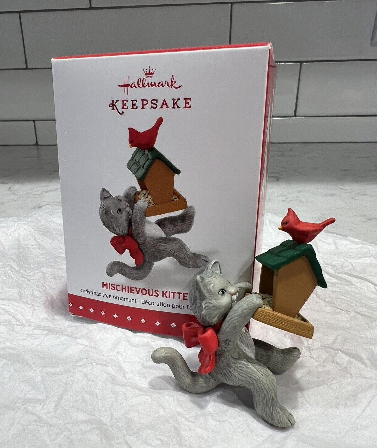2015 Hallmark Keepsake Mischievous Kittens Ornament 17th In Series Red Bird