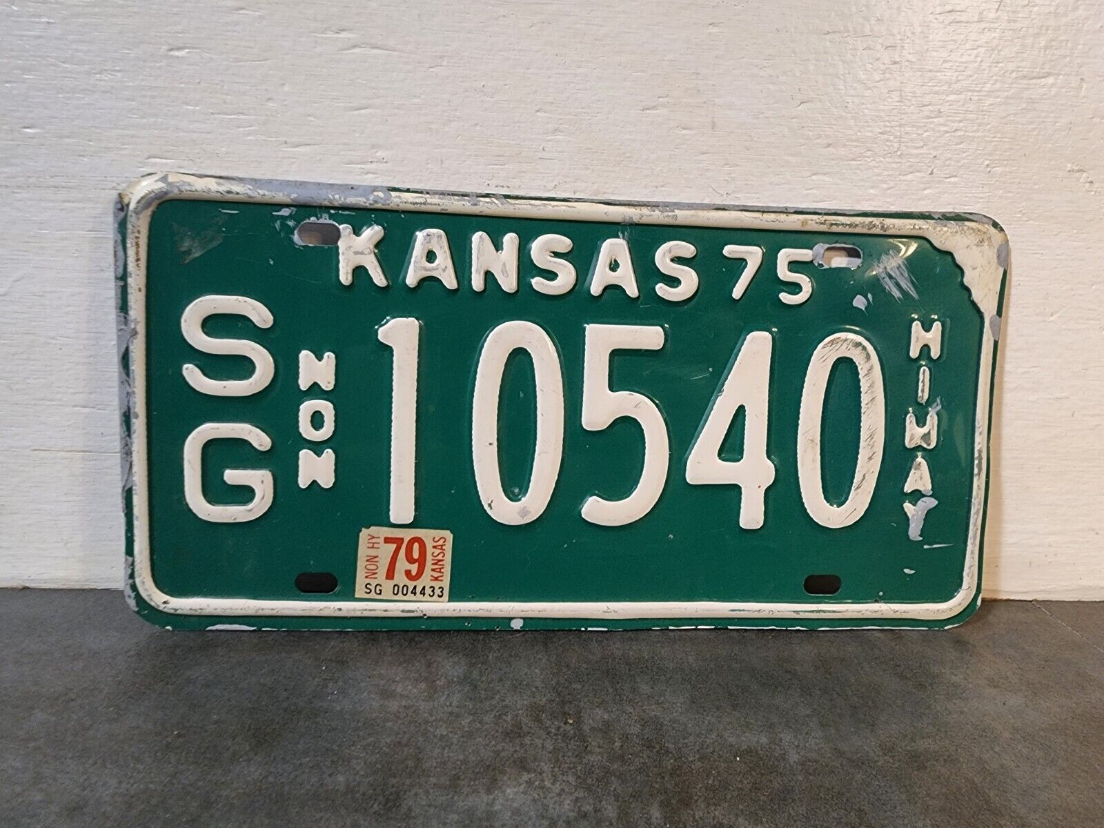 Kansas 1975 Non Highway License Plate SG-10540