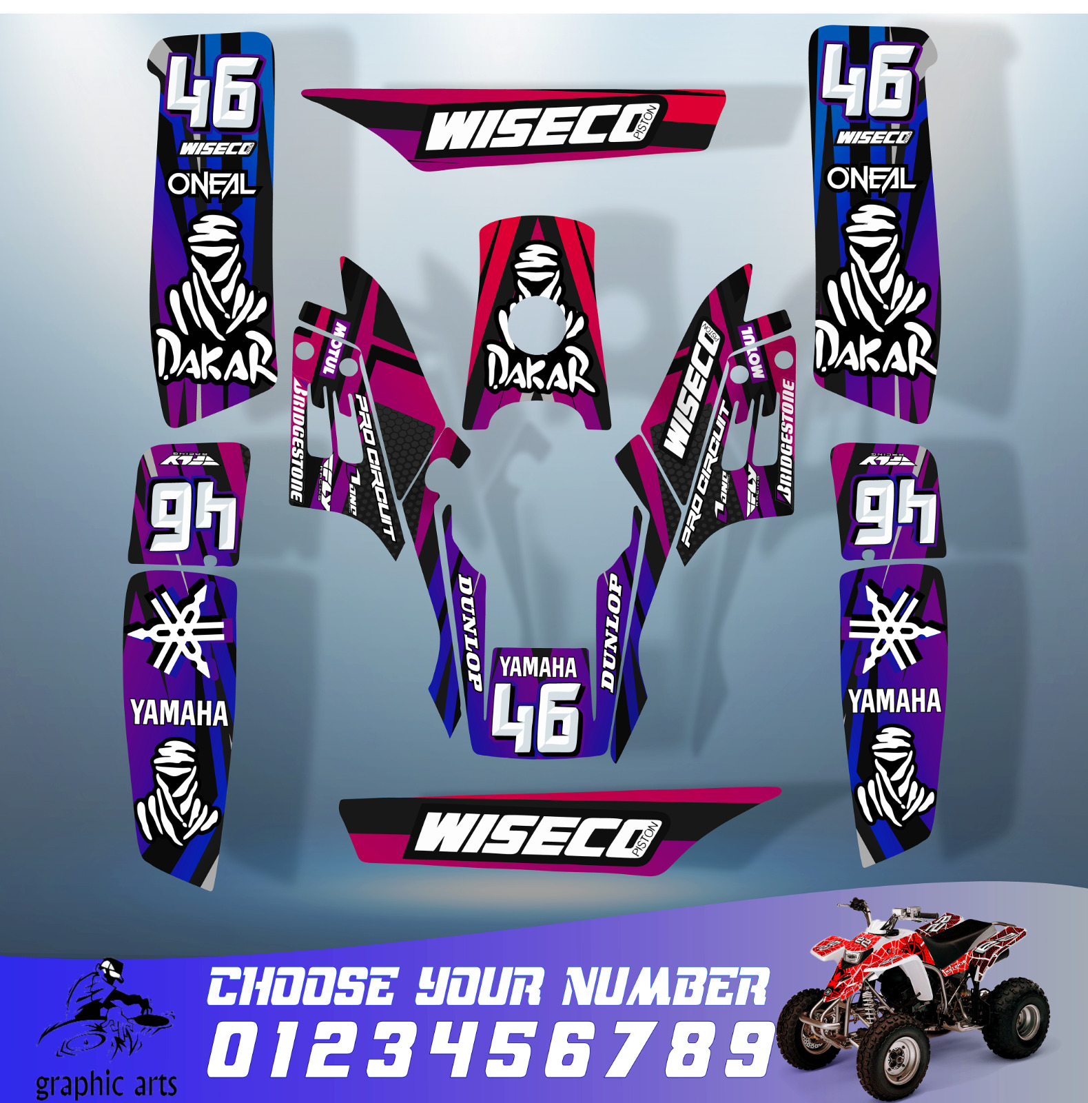Yamaha warrior 350 decals for stickers full set