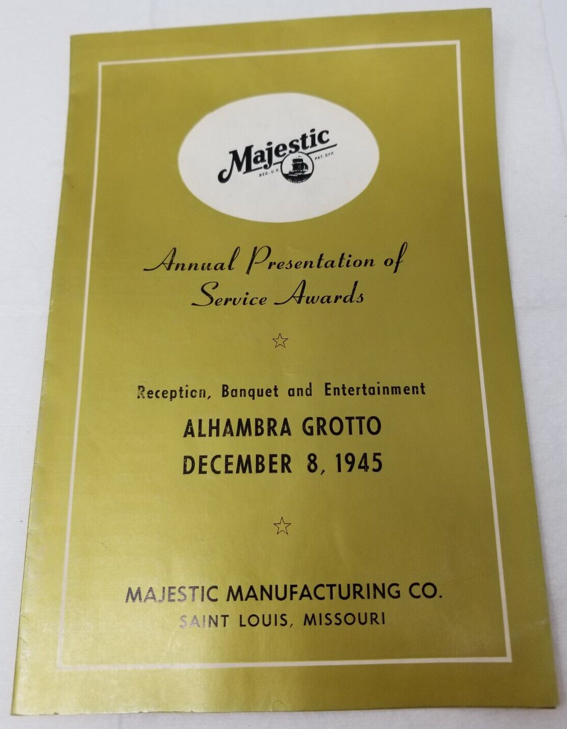 Majestic Manufacturing Oven Ranges 1945 Service Awards Program St. Louis