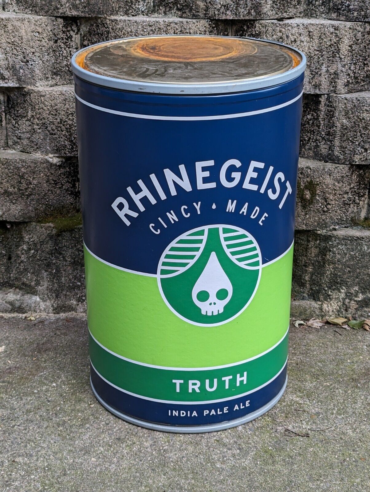 RARE Huge Rhinegiest Truth Beer IPA Can Display 55-gallon Kraft drum 35.5\