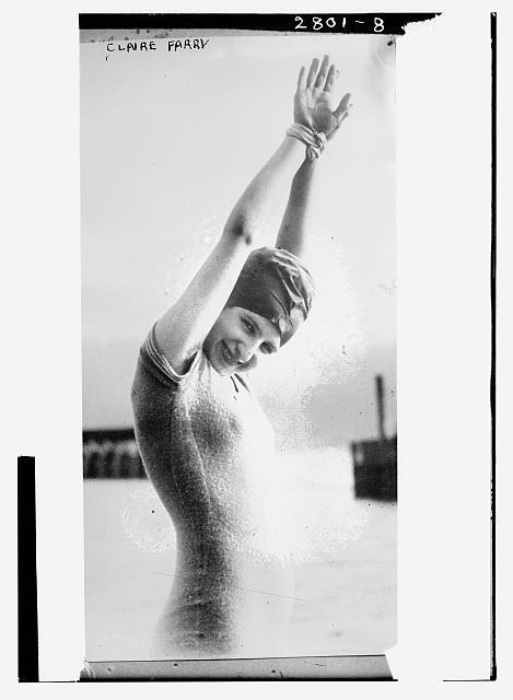 Photo:Claire Farry,smiling,Diving?,Bathing Suit,swimming,1910-1915,woman