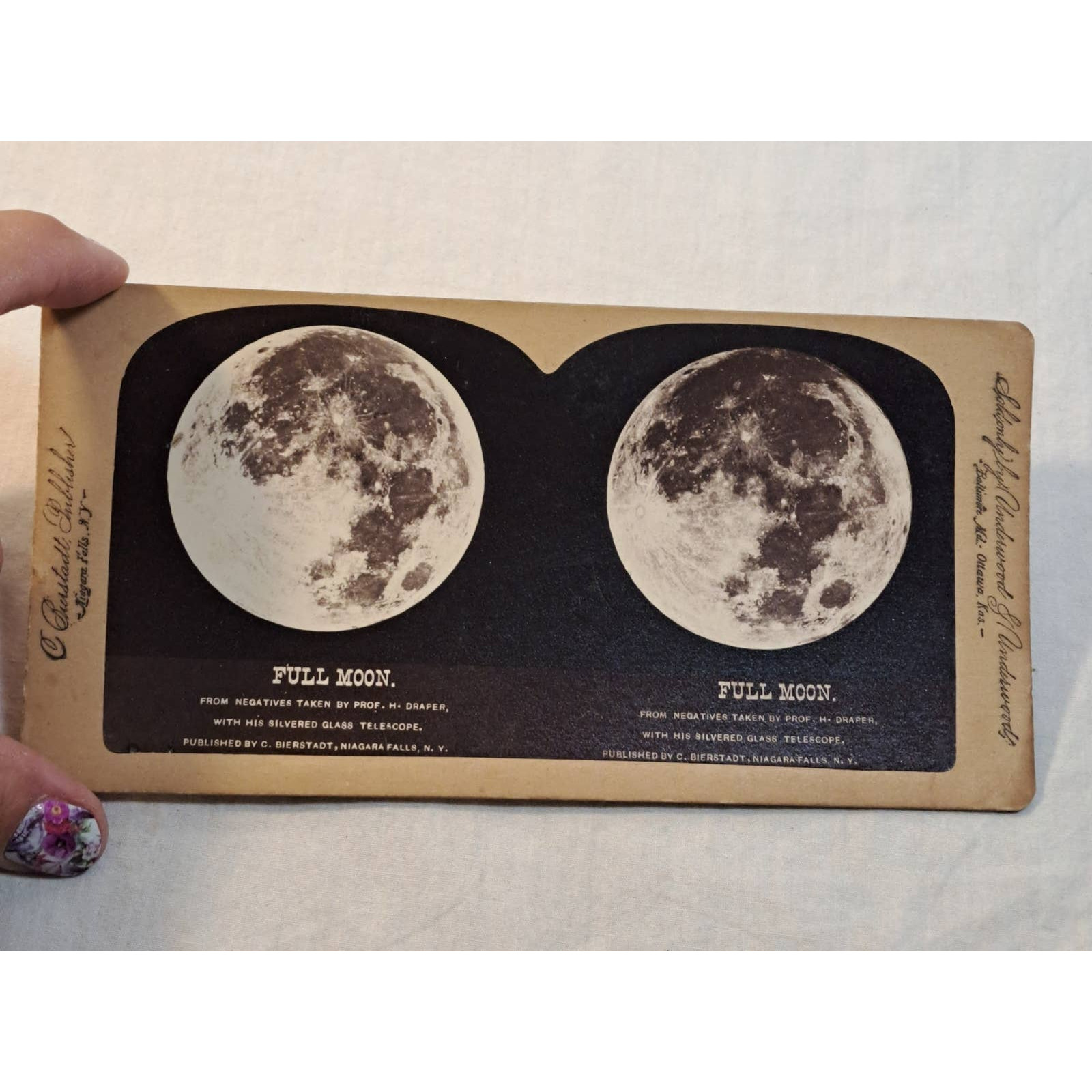 Antique 1800s Stereoscope Picture Card Draper Full Moon 