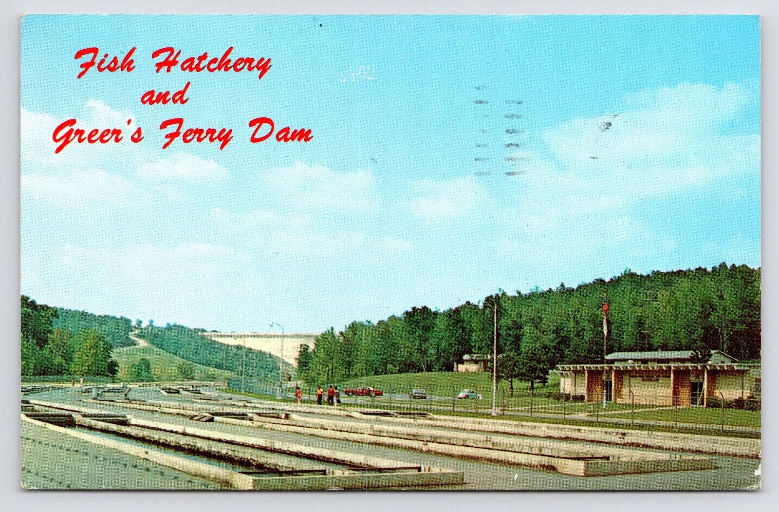 c1970s GREER\'S FERRY DAM & FISH HATCHERY Ozarks Herber Springs Arkansas Postcard
