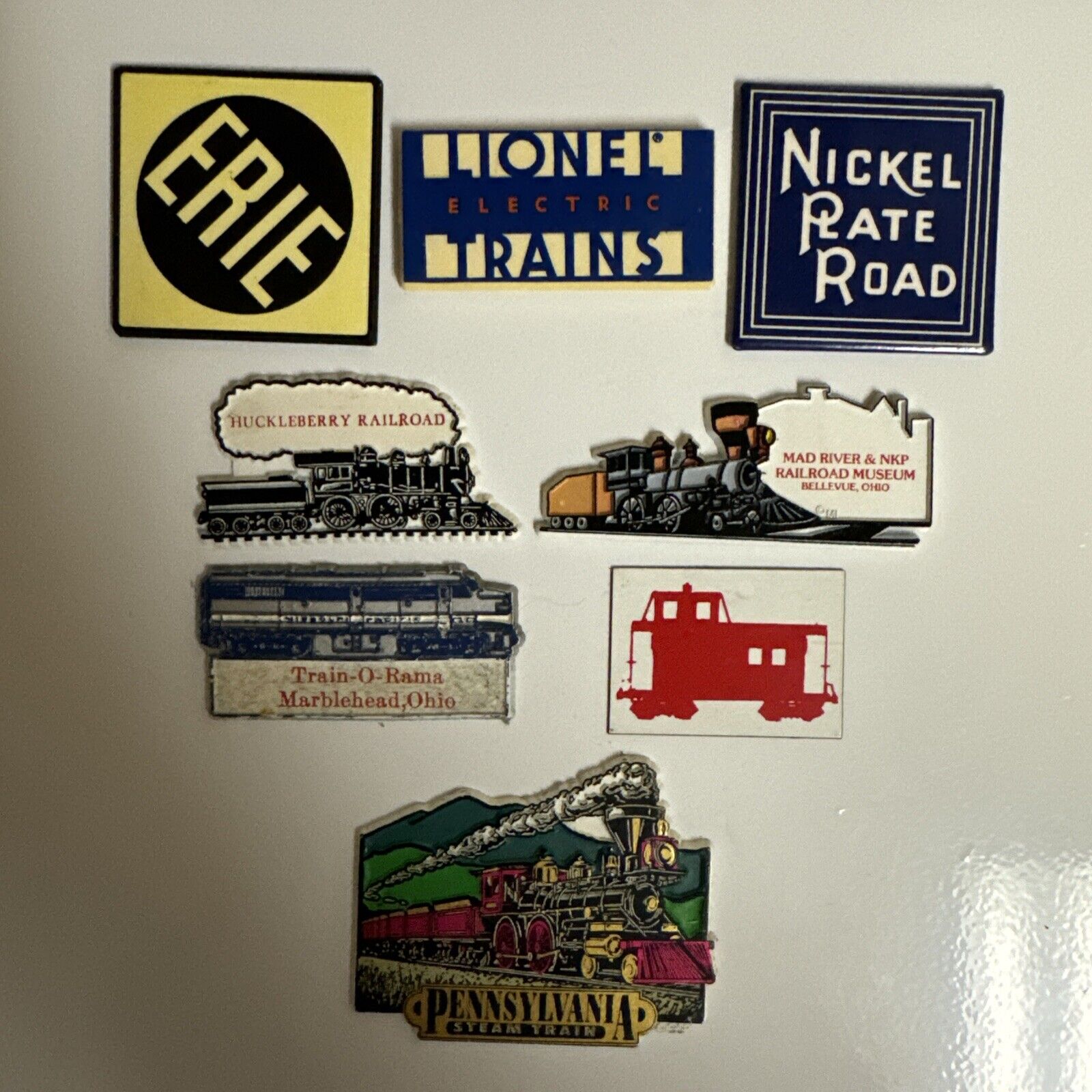 Vintage Railroad Train Refrigerator Magnet Lot Fridge Lionel Erie Steam Train 8