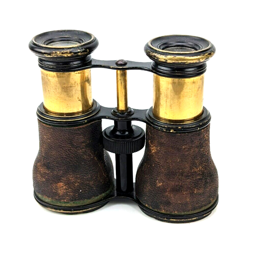 Antique Opera Binoculars Glasses Leather and Brass Steampunk Cosplay - WORKING