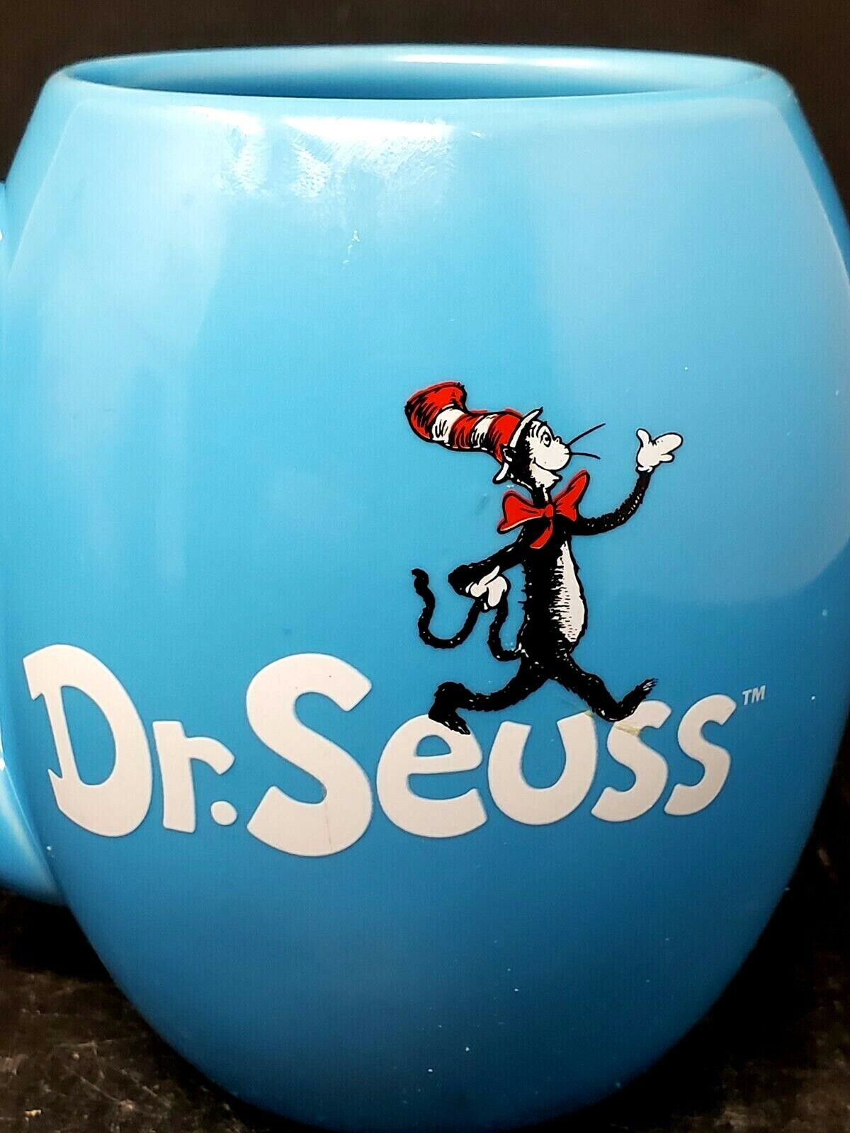 Dr Seuss Cat in the Hat Blue Coffee Tea Mug Cup Big Vandor 18 Oz NOS