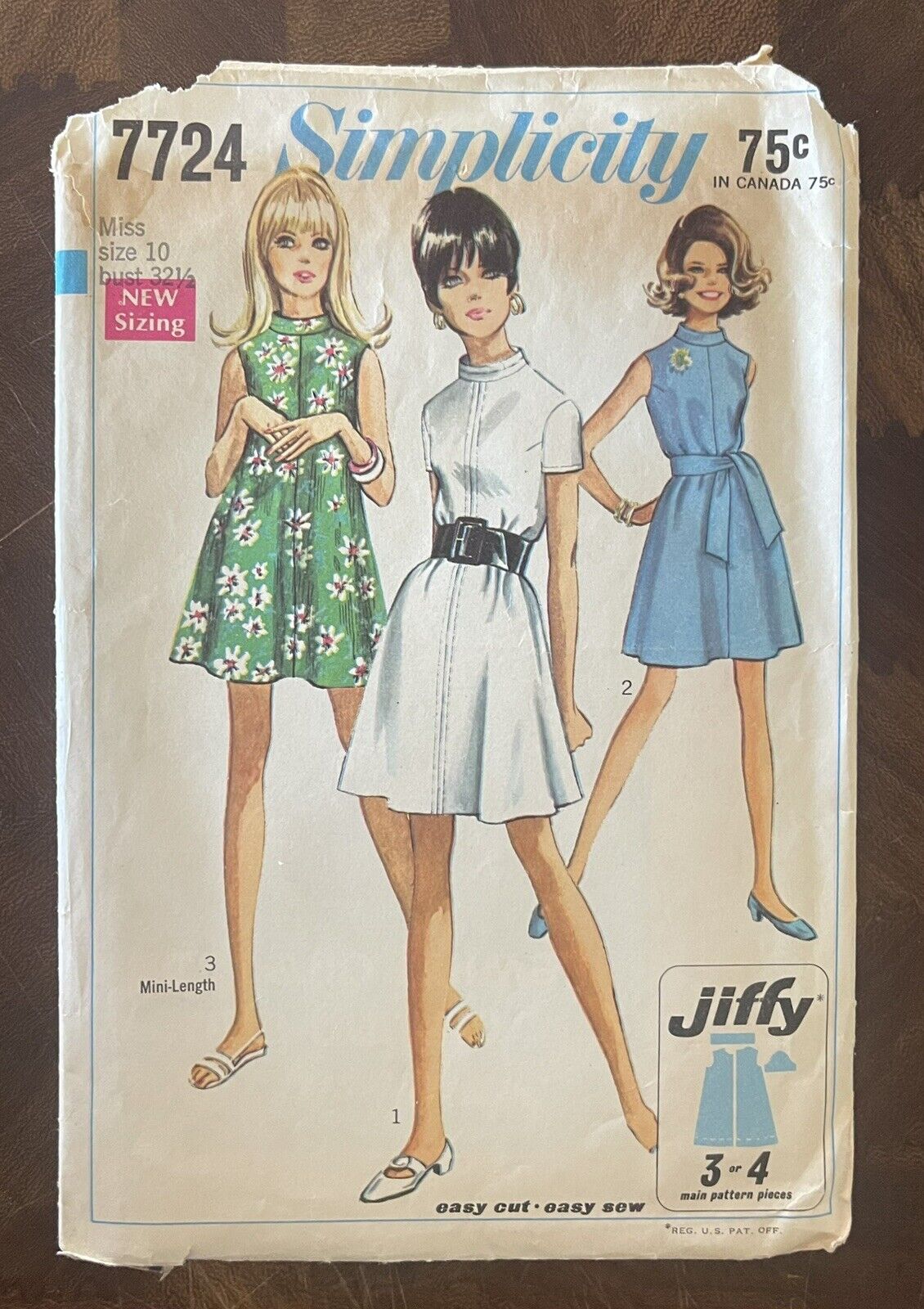 Vintage ORIGINAL 1960s Simplicity Jiffy Sewing Pattern Dress 7724