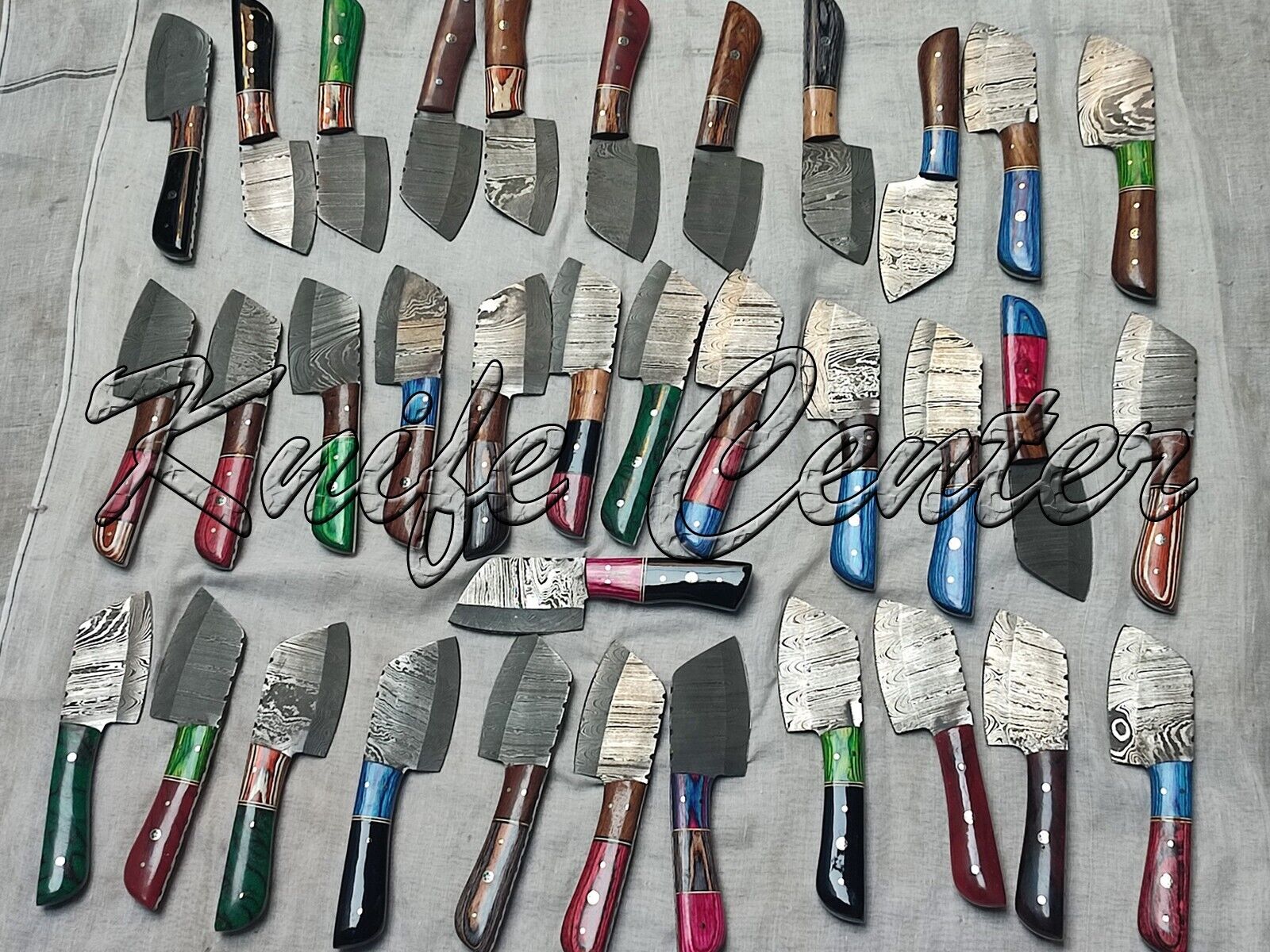 7.5'' Handmade Damascus Steel Hunting Skinner Knives, Mini Chopper Lot of 25