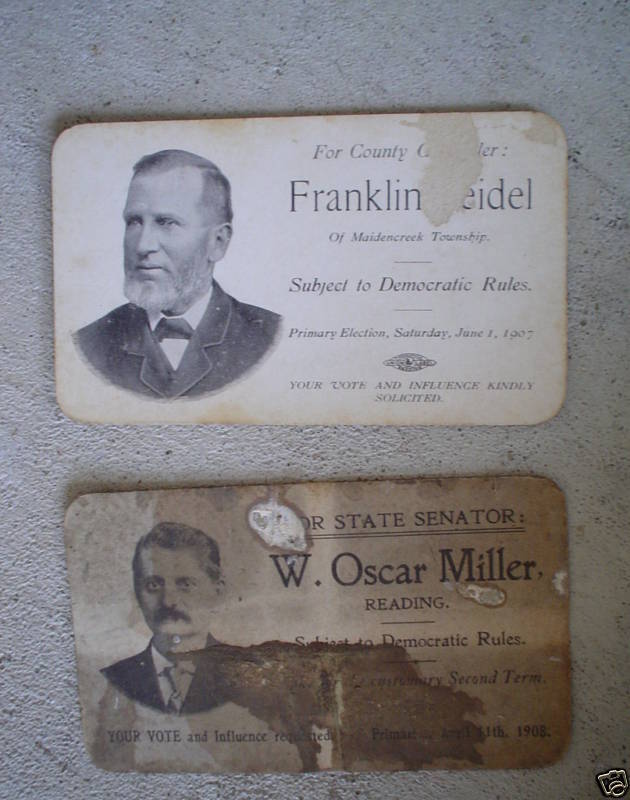 Lot of 2 Vintage 1907 1908 Political Campaign Cards Senate Look