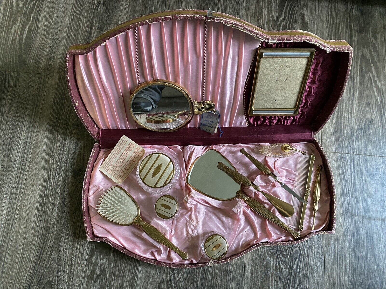 VTG 11 Piece Rosalind Russell Vanity Set With Original Case And Extra Mirror