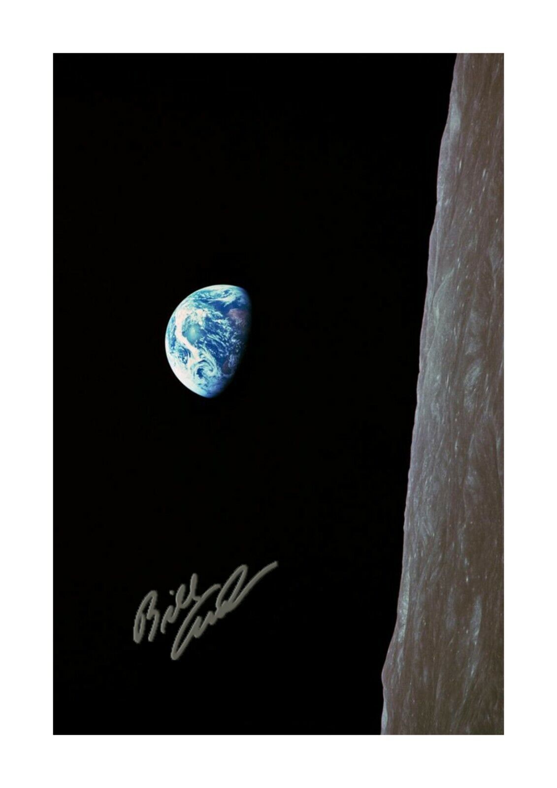 Earthrise by Bill Anders Apollo 8 A4 signed picture poster and choice of frame.