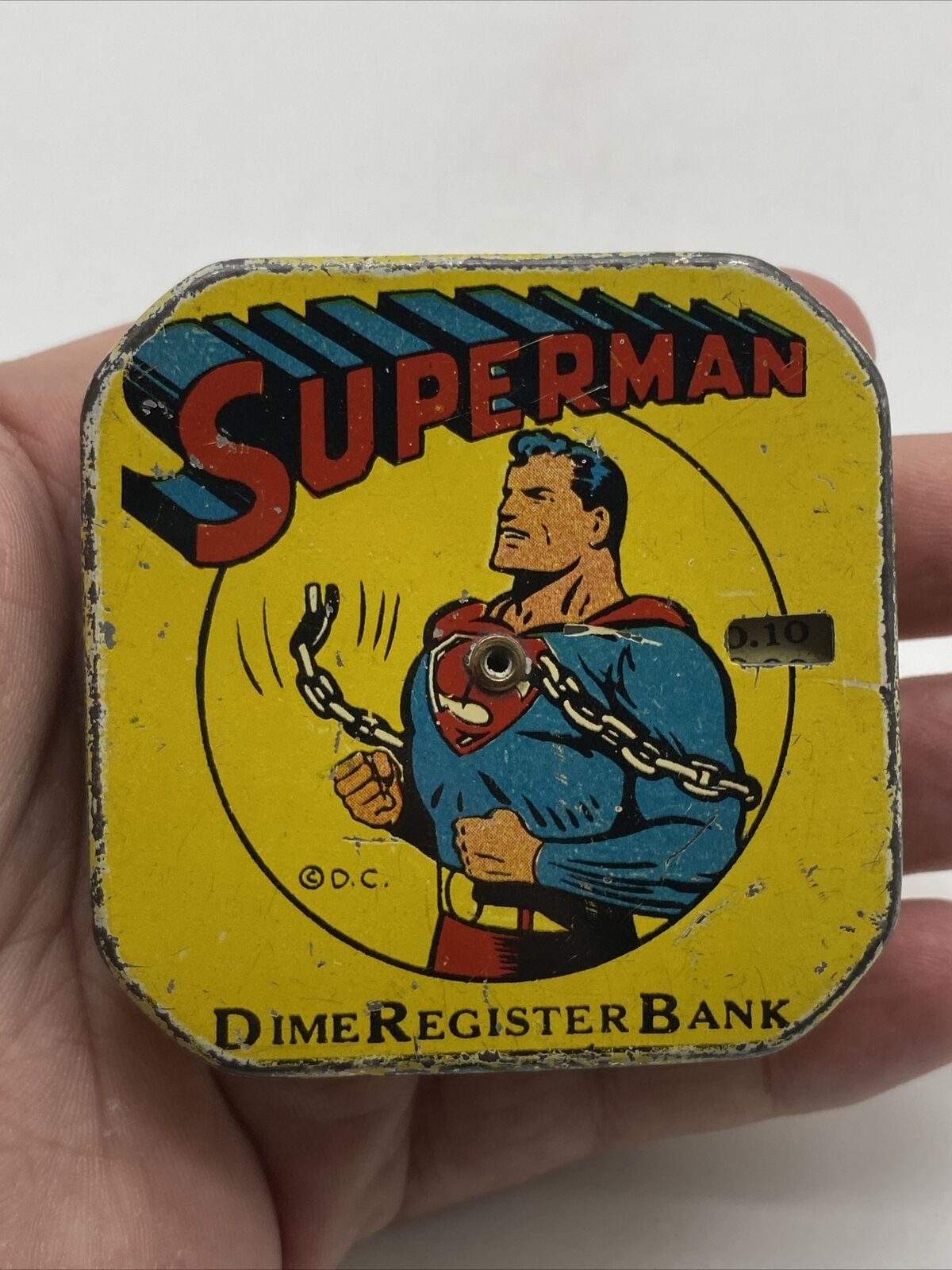 1940s Superman Dime Register Bank D.C. Comics Original Rare