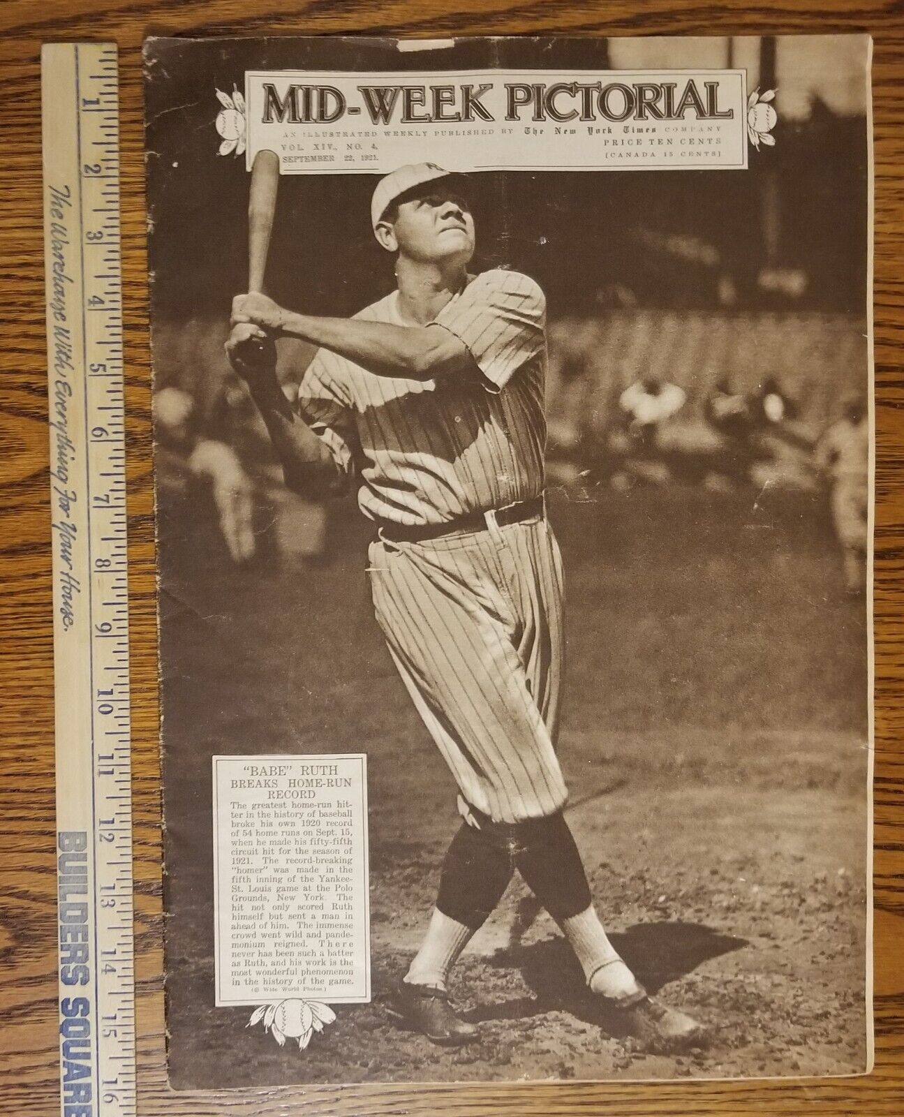 September 22, 1921 Babe Ruth Mid-Week Pictorial Yankees The New York Times