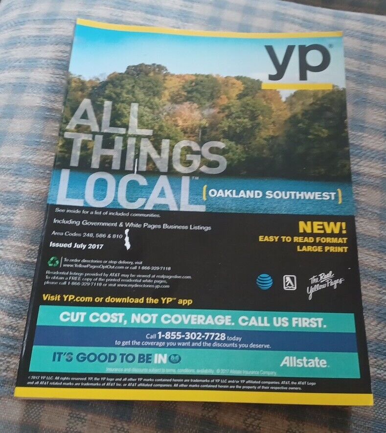 Yp 2017 Oakland Southwest Michigan 248/586/810 Telephone Phone Book Directory