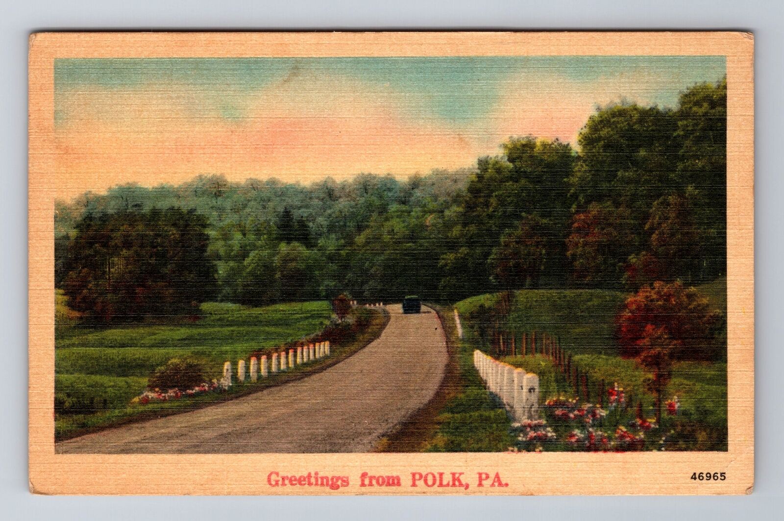Polk PA-Pennsylvania, General Greetings, Country Road, Vintage Souvenir Postcard