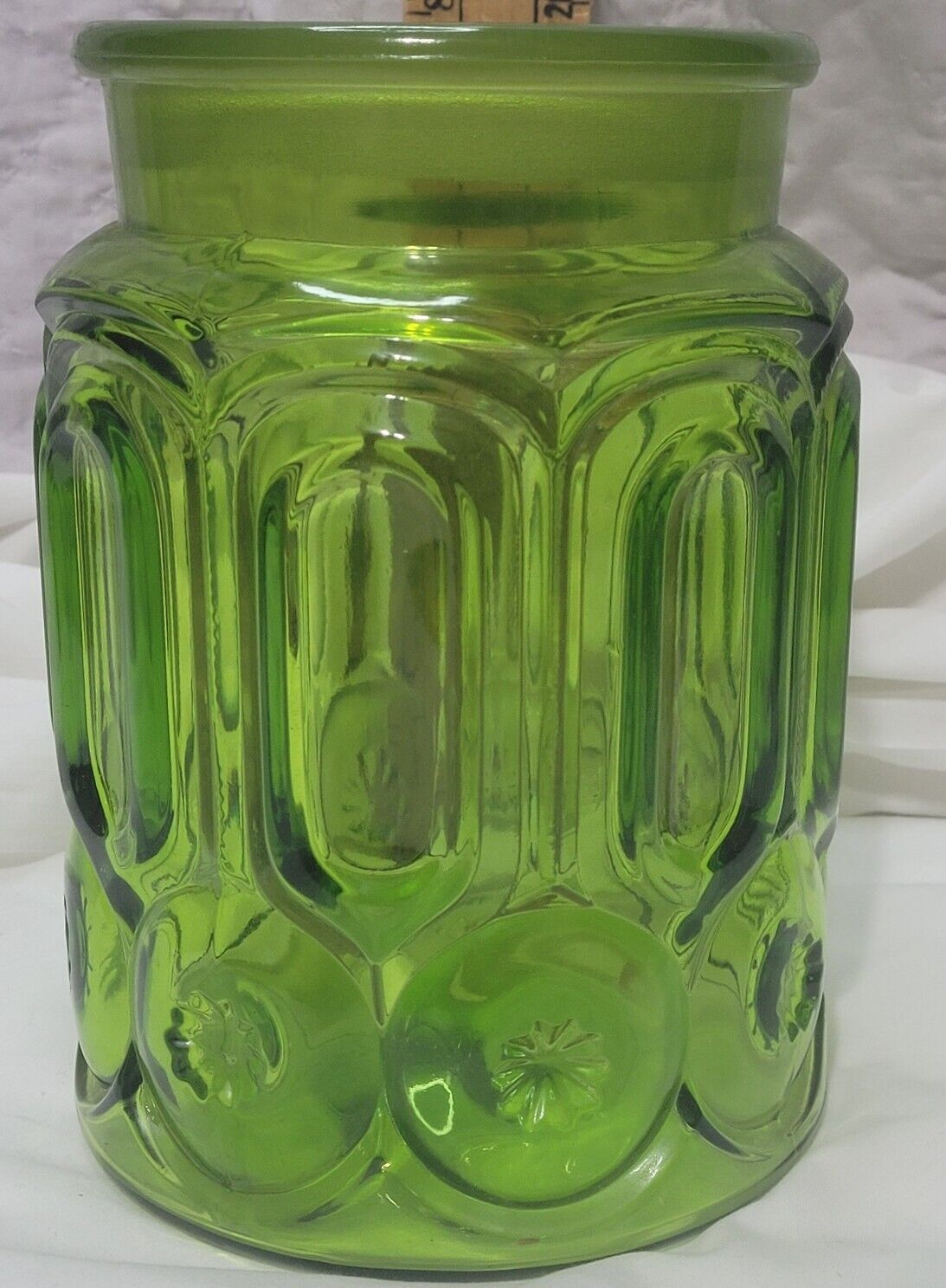 Vintage LE Smith Moon & Star Emerald Green Canister with NO Lid 7. 5\