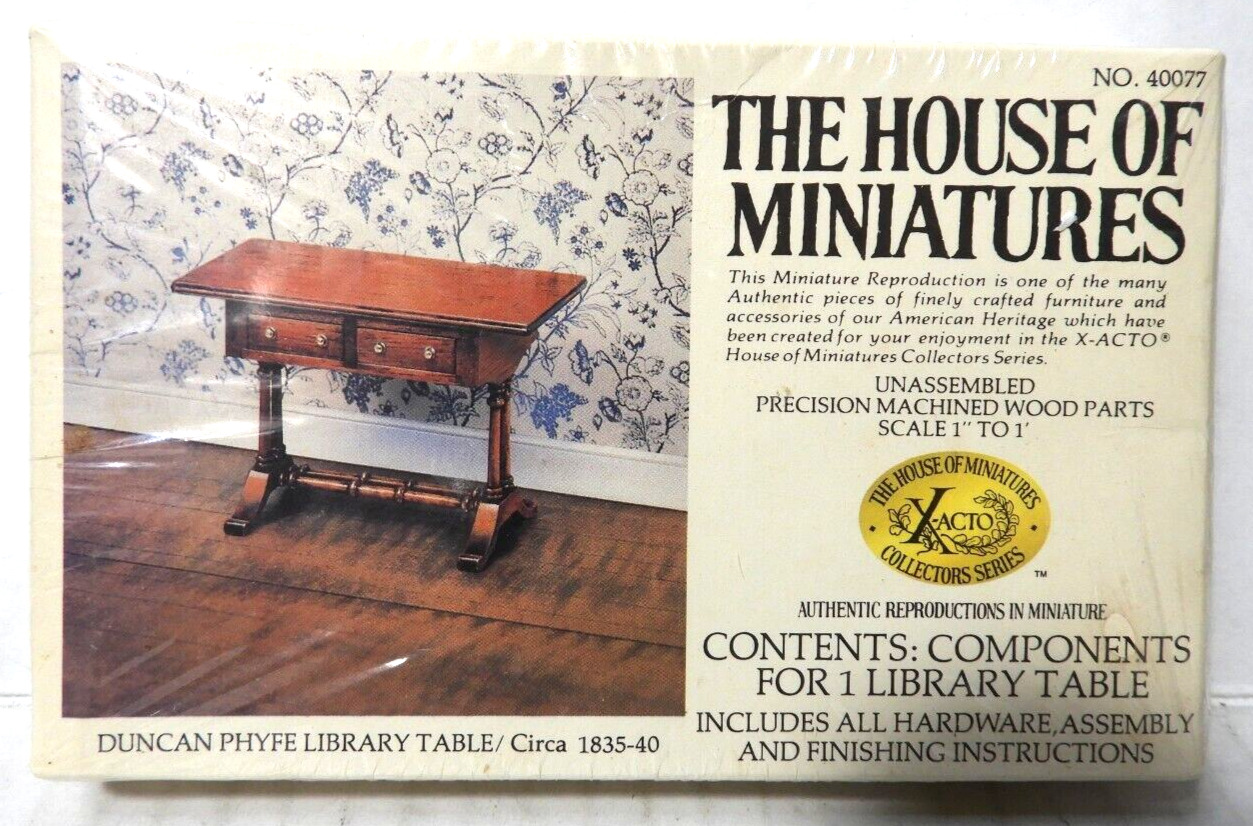 THE HOUSE OF MINIATURES (DUNCAN PHYFE LIBRARY TABLE 1835)  X-ACTO 1984  (NEW)