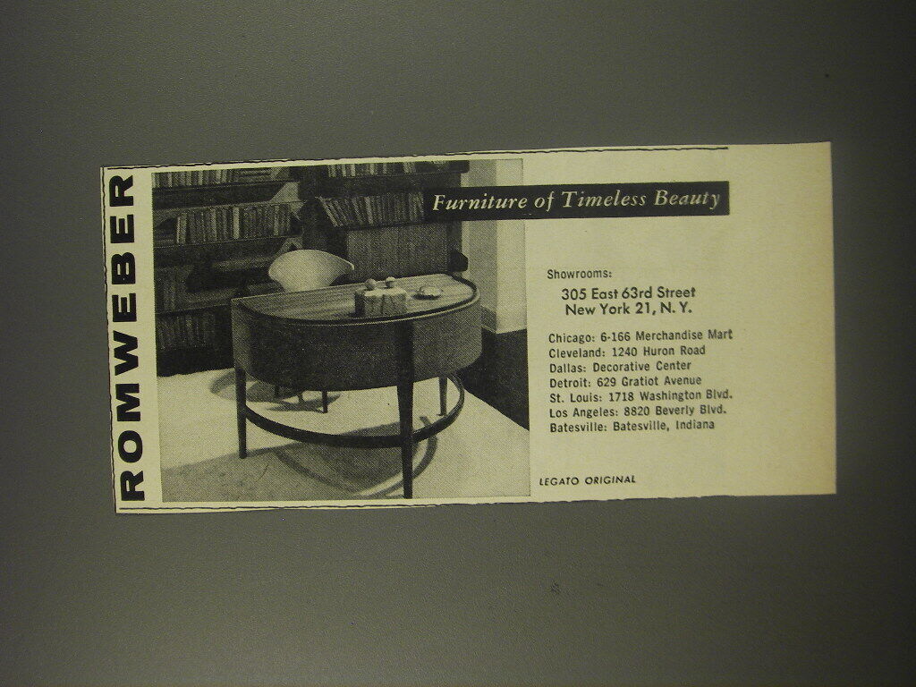 1956 Romweber Legato Original Furniture Ad