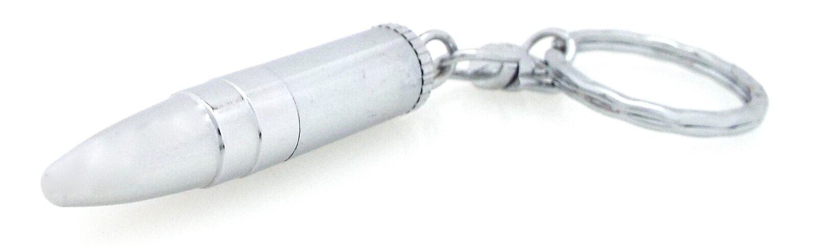 Bullet Lighter - Fire Torch Oil Keychain Vintage Lighter - Silver-Tone ~#0158