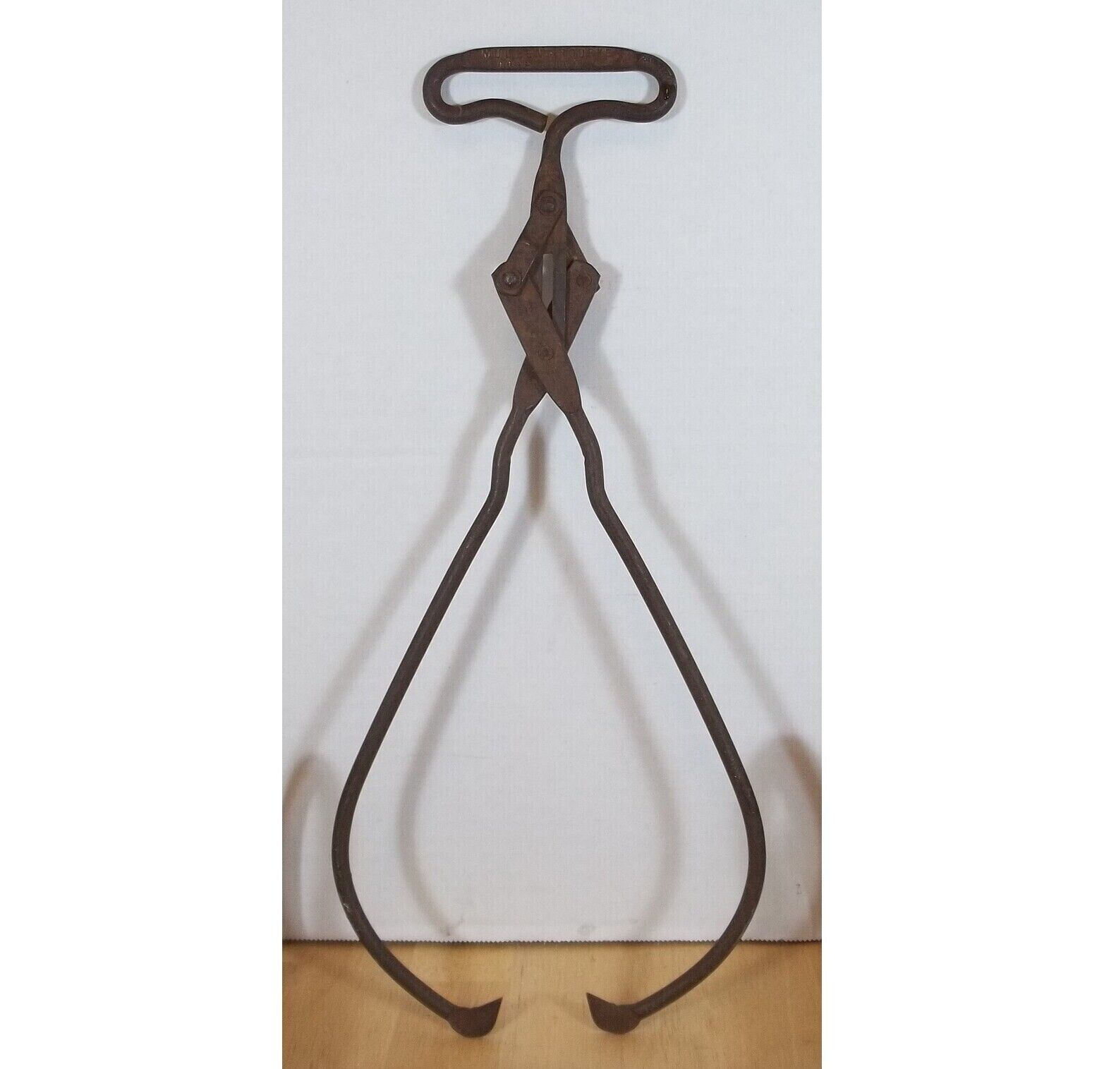 Antique Mullen & Rourke Coal and Ice Cast Iron Tongs