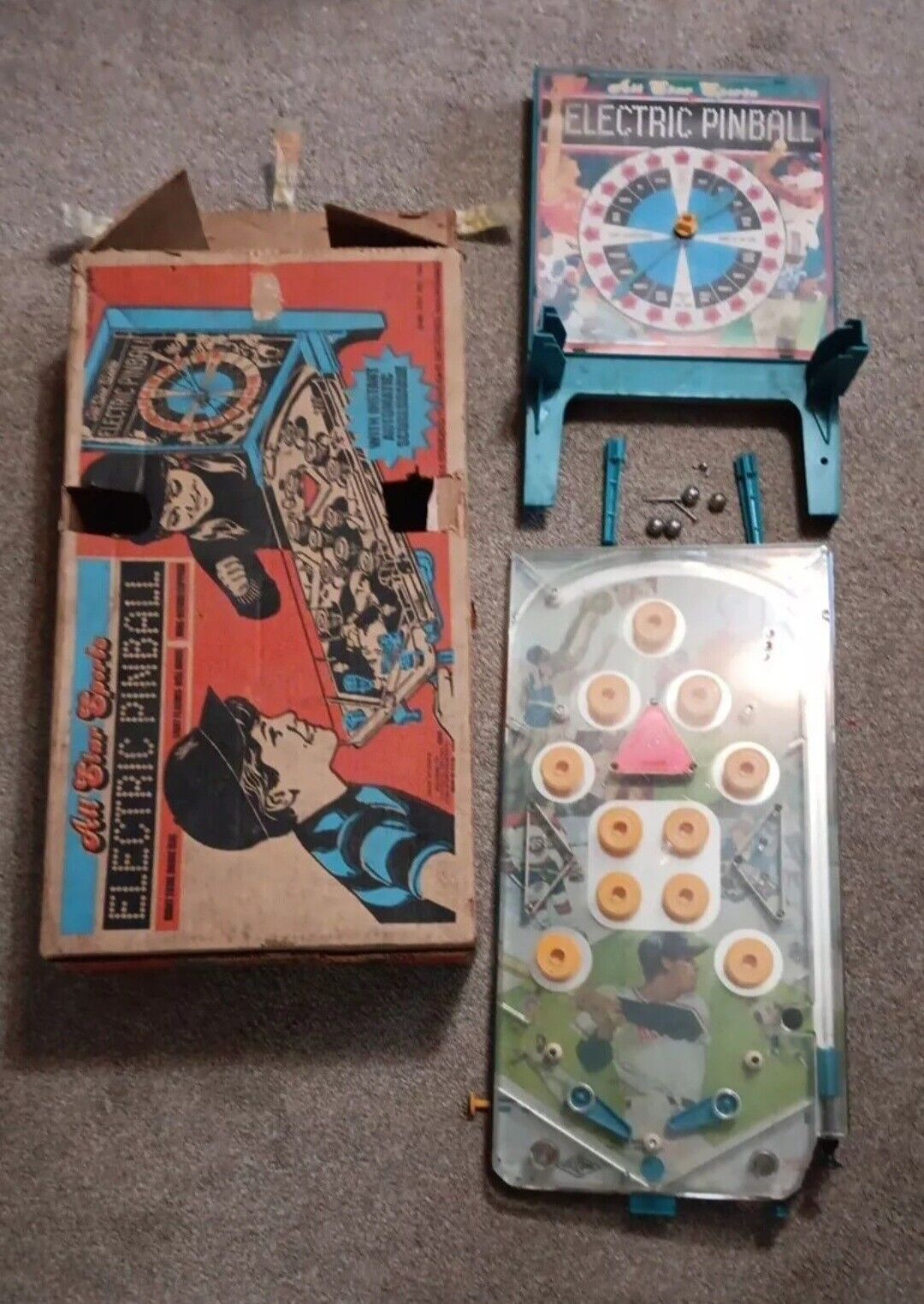 Vintage Wolverine All Star Sports Electric Pinball Game In Original Box