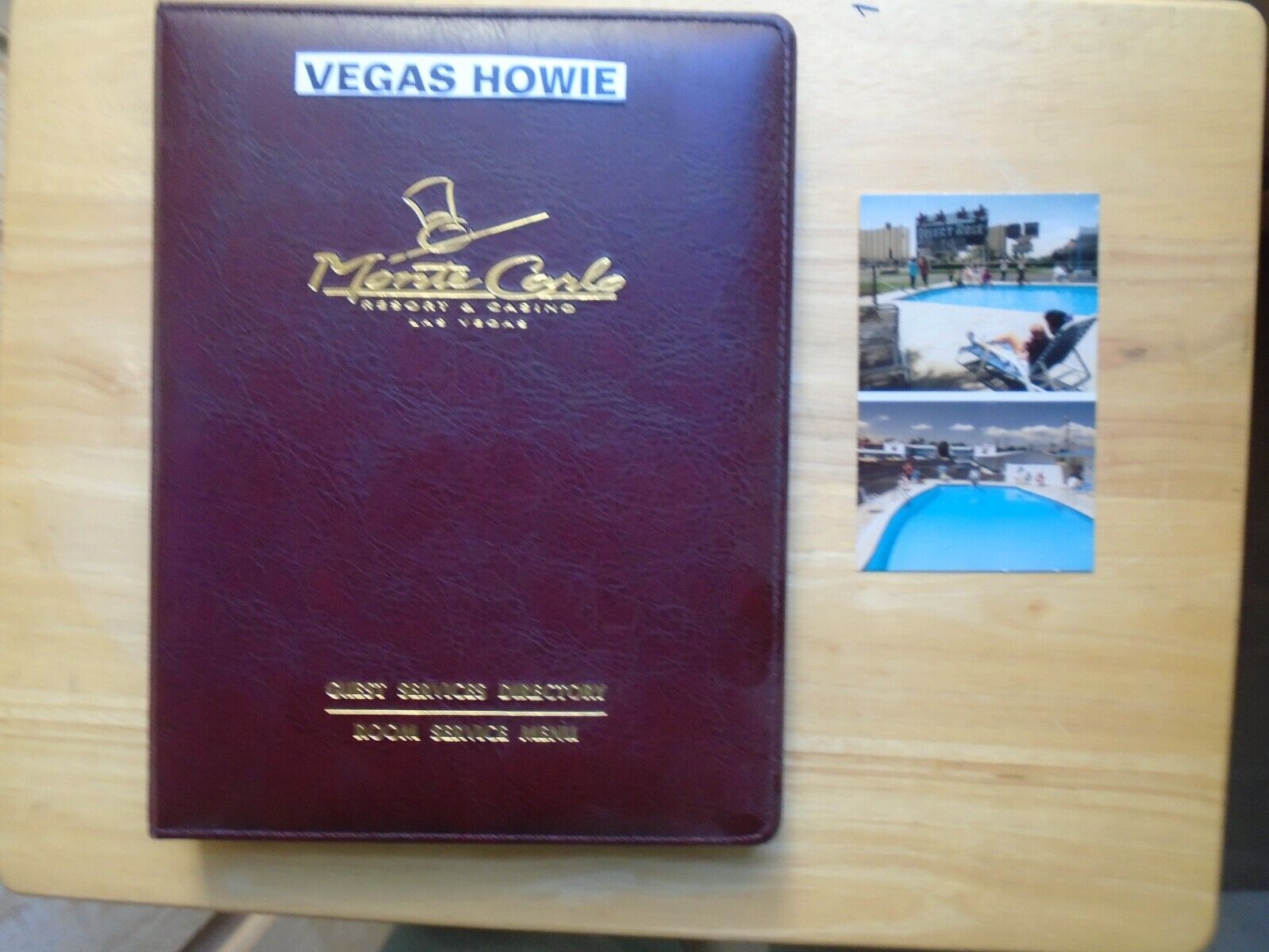 VEGAS HOWIE Desert Rose Motel Photo Postcard Monte Carlo Guest Book Nevada Chip