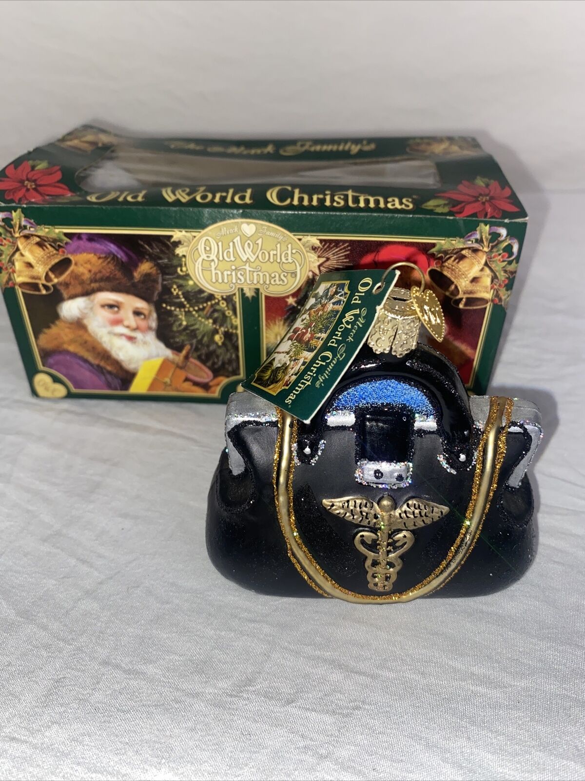 Vintage Old World Christmas Orn, Glass Doctor\'s Medical Bag 3\