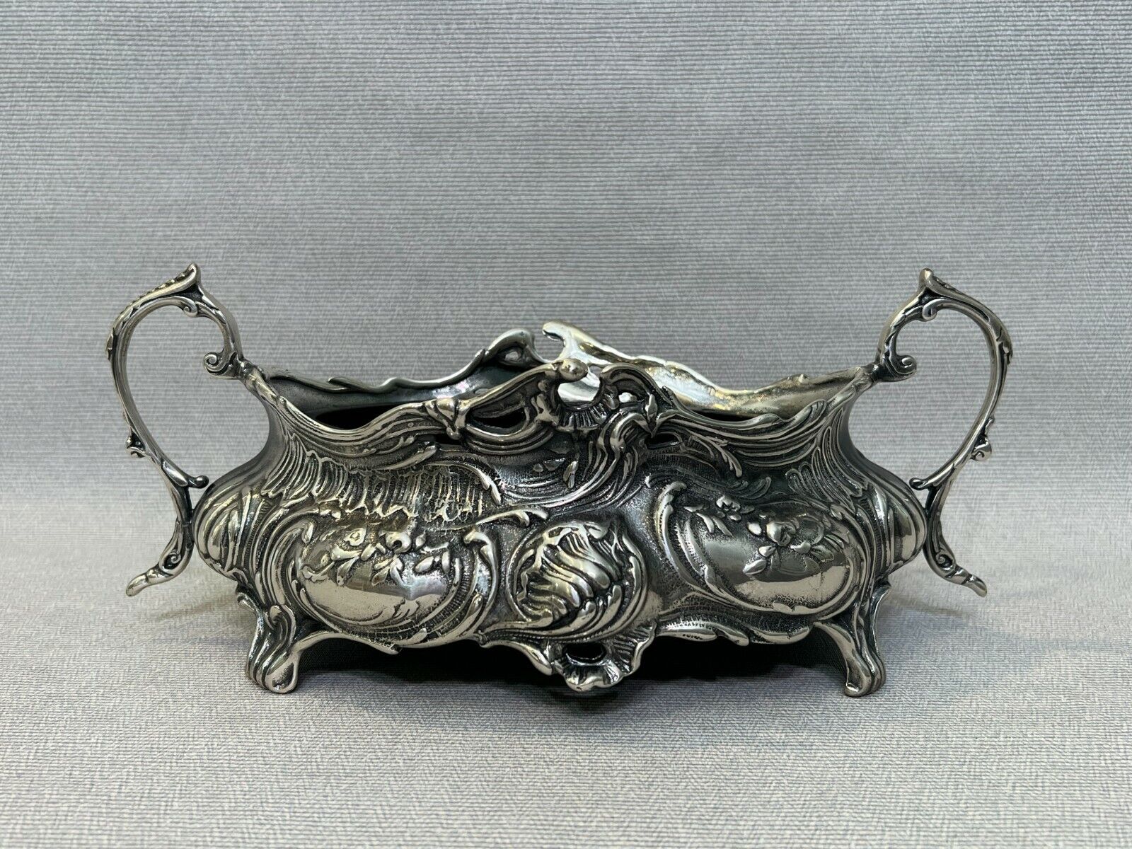 New Silver Plated on Brass Planter, Made in Italy, 13 1/2