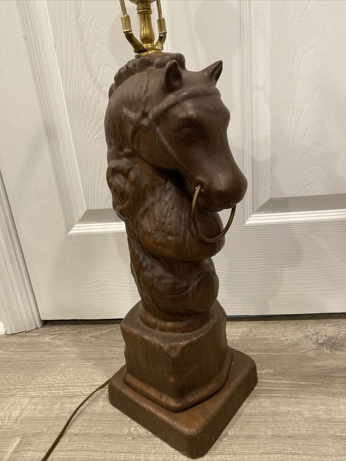 Vintage Ceramic Knight Chess Piece Horse Head Brown Table Lamp 19\