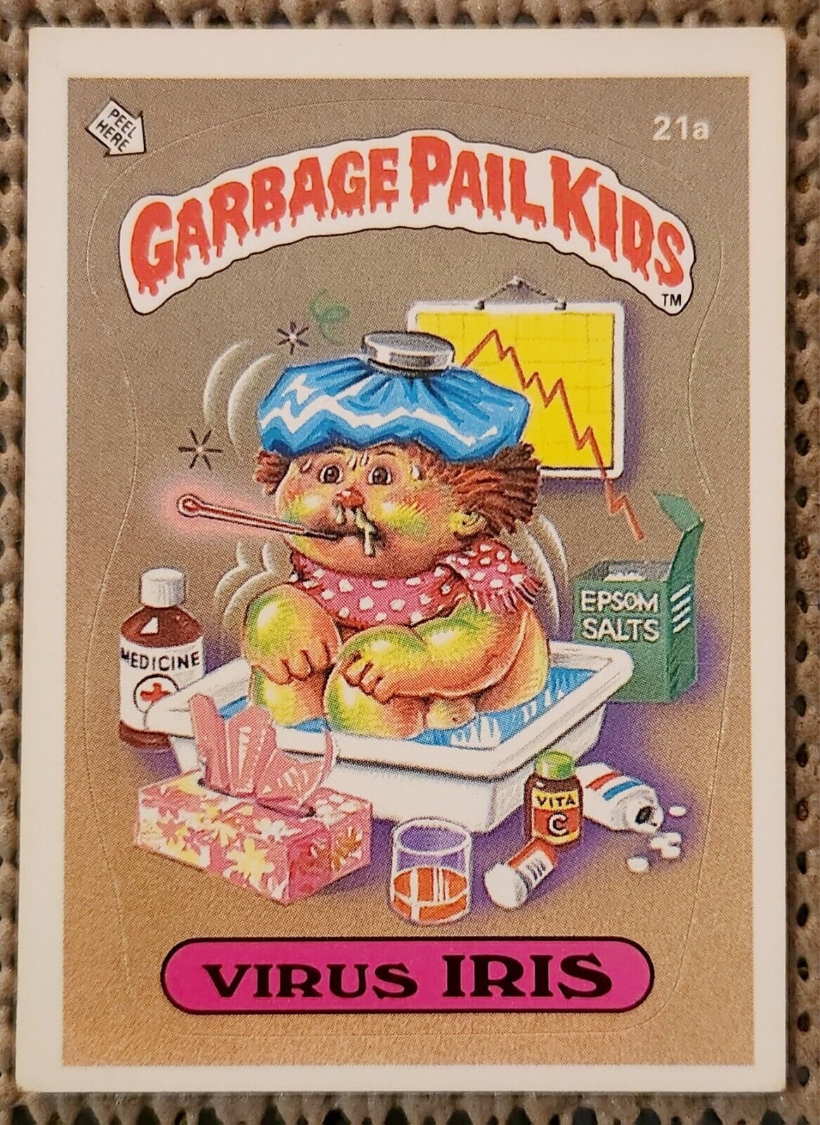 VIRUS IRIS: 1985 Topps Garbage Pail Kids 1st Series 1 (GLOSSY back) GPK OS1 #21a