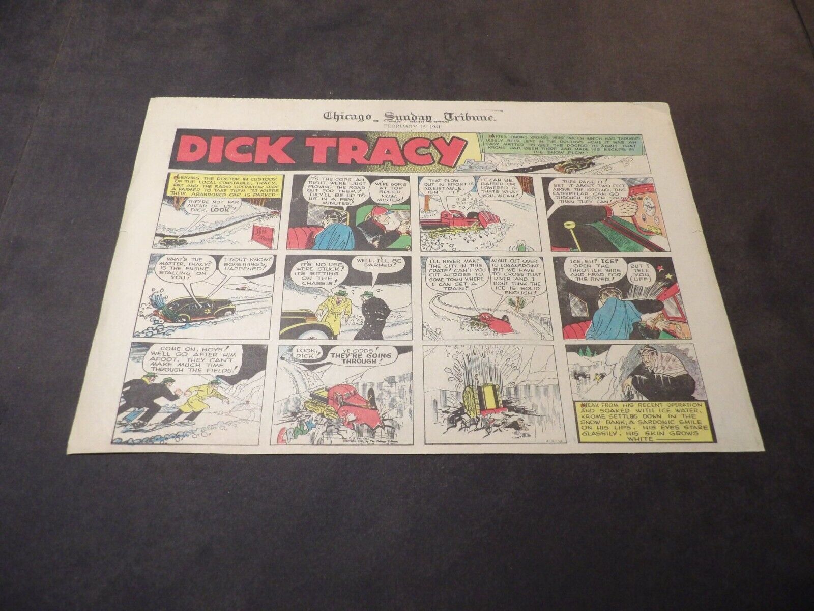 Dick Tracy by Chester Gould - Feb 16, 1941 - Half-size Sunday - Death of Krome