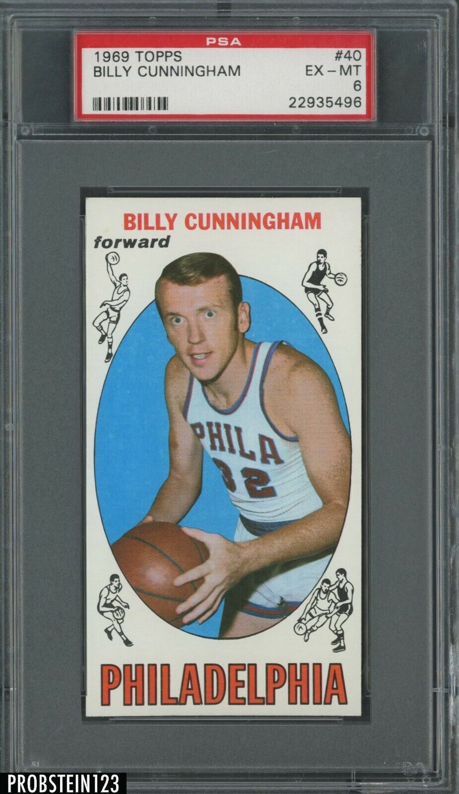 1969 Topps Basketball #40 Billy Cunningham Philadelphia PSA 6 EX-MT