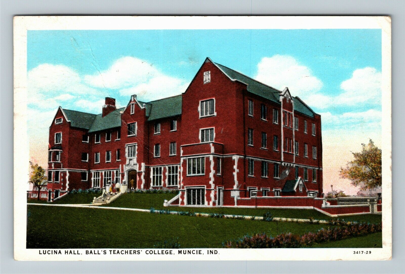 Muncie Indiana, LUCINA HALL, BALL\'S TEACHERS COLLEGE, c1935 Vintage Postcard