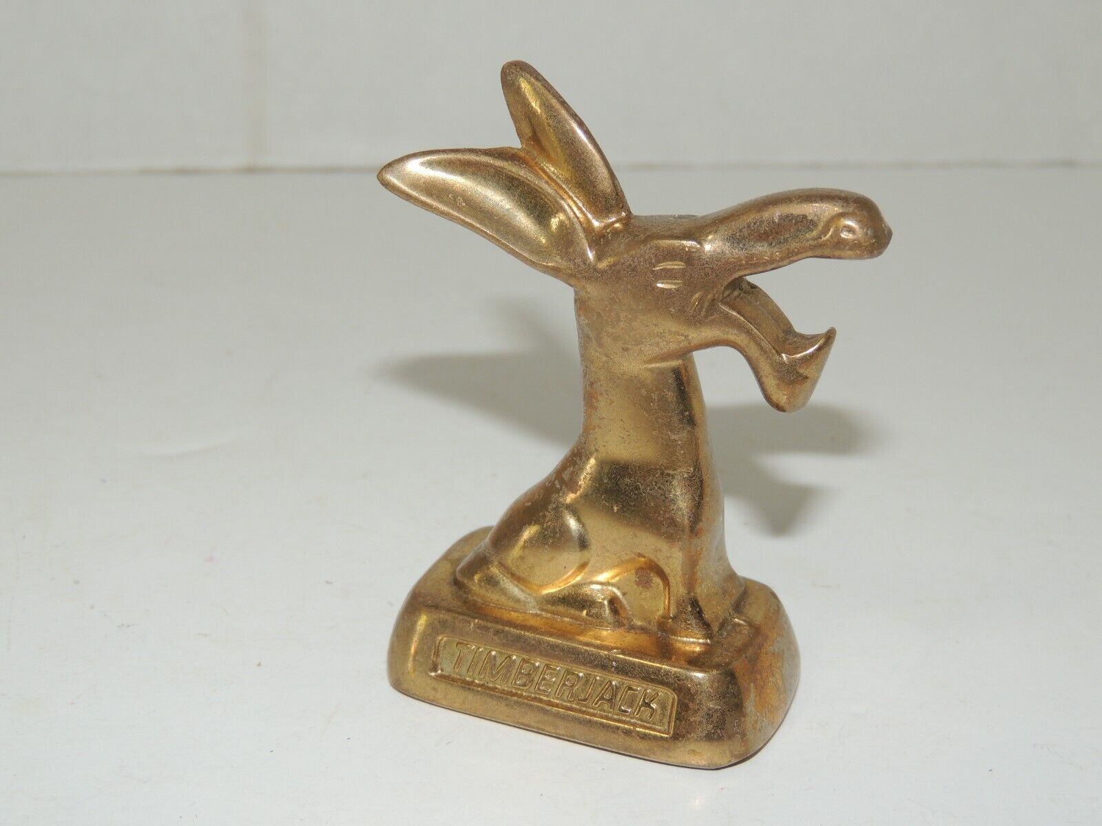 Vintage Solid Brass Timberjack Donkey Mule Mascot Paperweight / Bottle Opener.