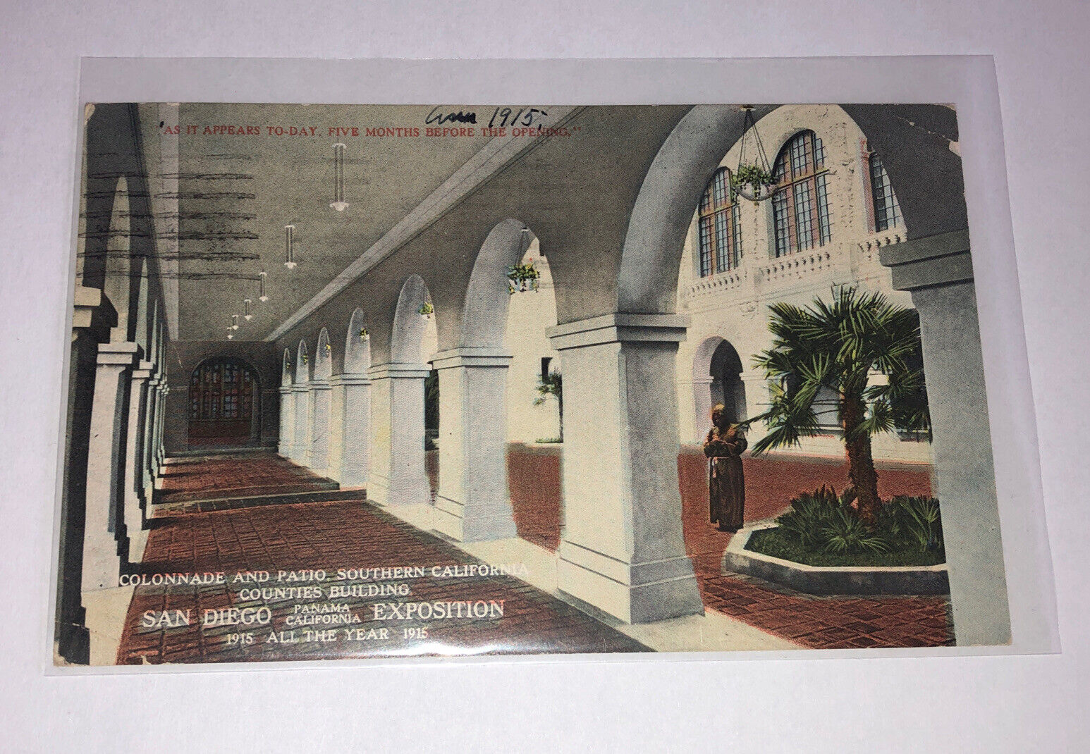 California San Diego Expo Colonnade Patio Postcard Vintage Card View Post 1915