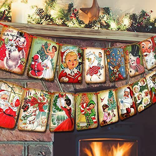 Christmas Decorations Vintage Style Christmas Banner,Traditional Vintage Vict...