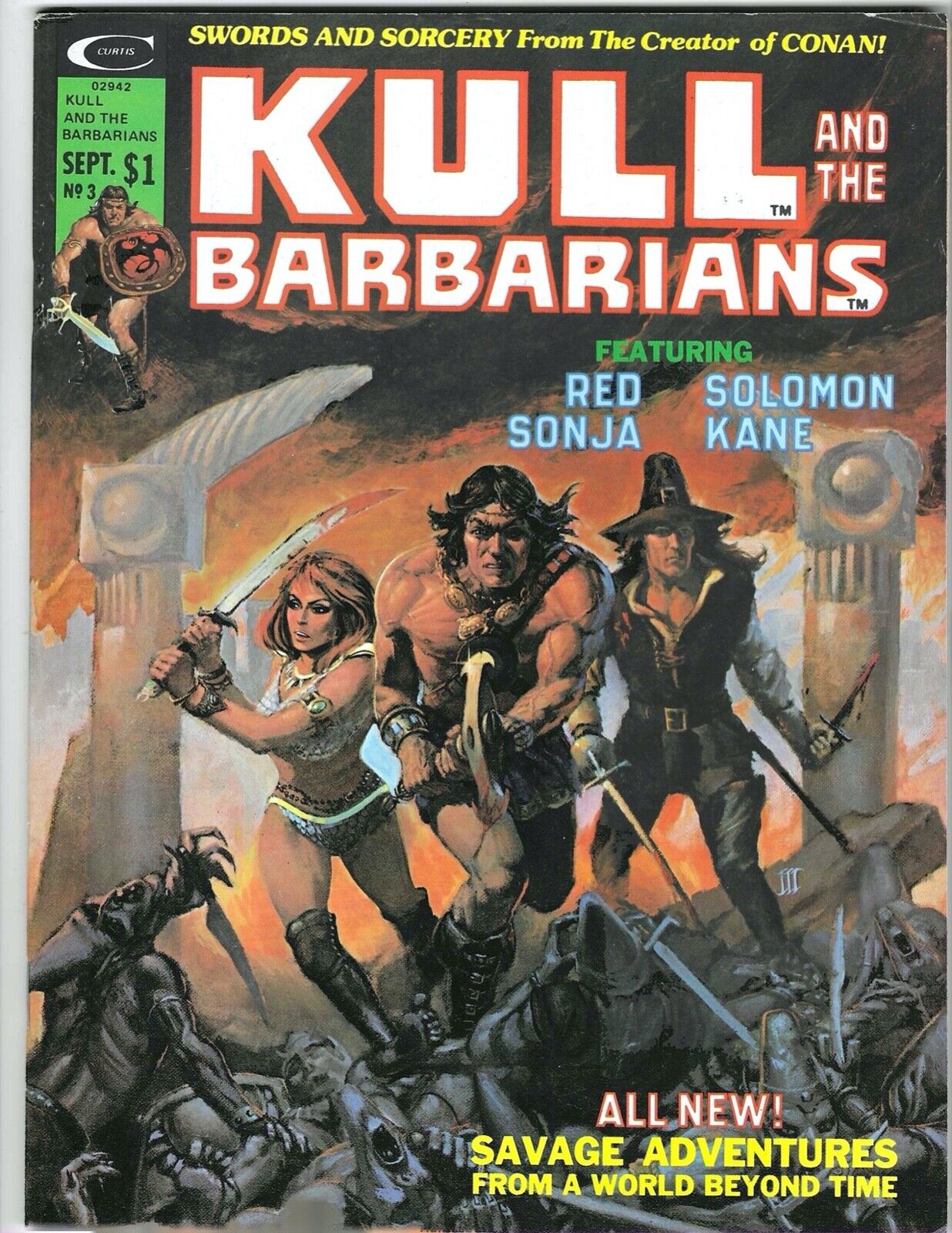 Kull and the Barbarians #3 1975 VF+ or better  Origin Red Sonja Neal Adams