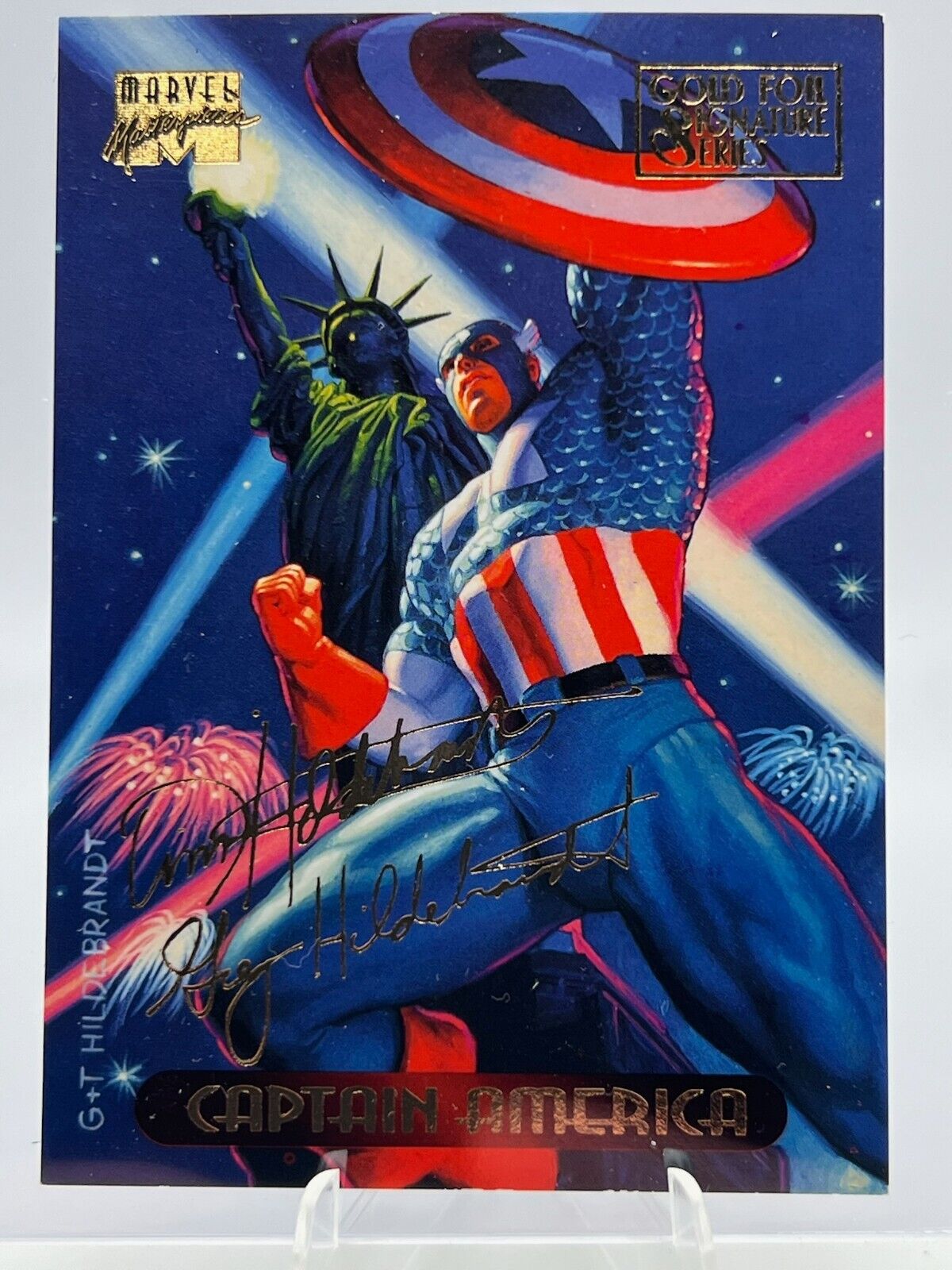 1994 Marvel Masterpieces Captain America #18 Gold Foil Signature Raw/Gem MT Cond