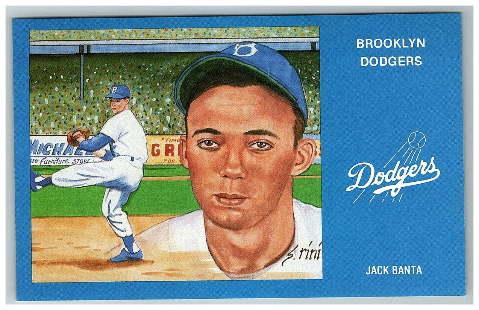 1991 2 Jack Banta P Rini Mlb Susan Brooklyn Postcard Dodgers Art Series 3