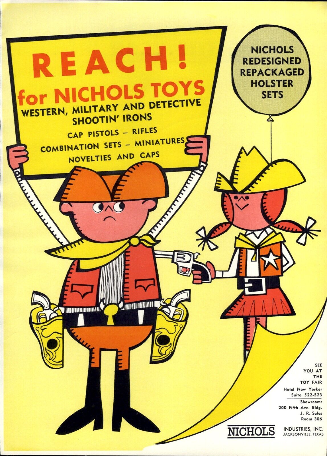 1964 PAPER AD 2 Sided Nichols Toy Cap Gun Pistol Rifle Military Executive Board 