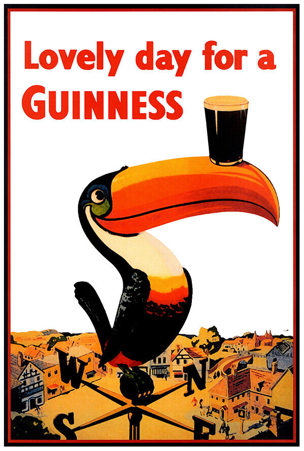 Lovely Day for a Guinness - Toucan - Vintage Advertising Poster - Beer and Wine