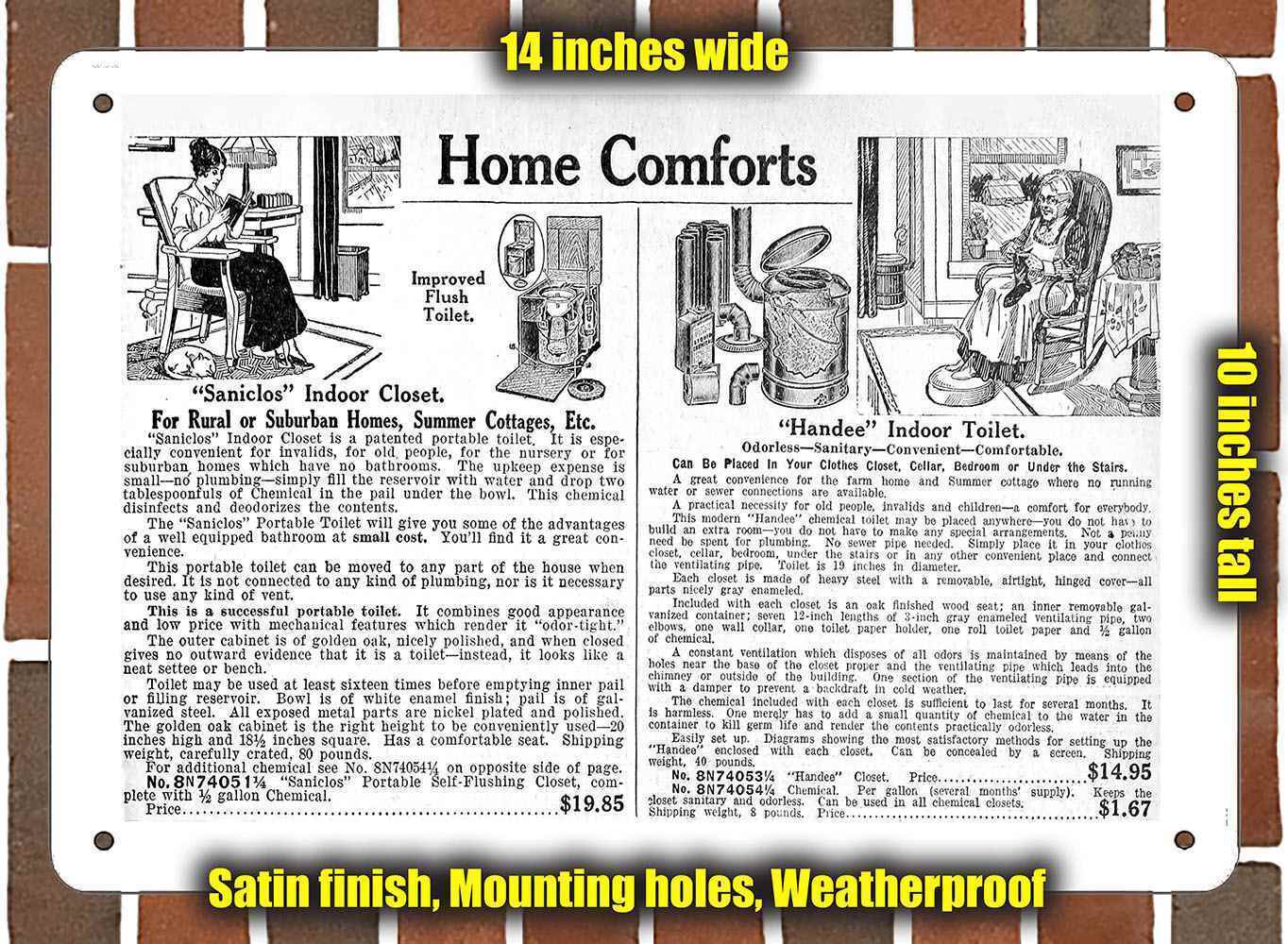 Metal Sign - 1918 Sears Indoor Toilets- 10x14 inches